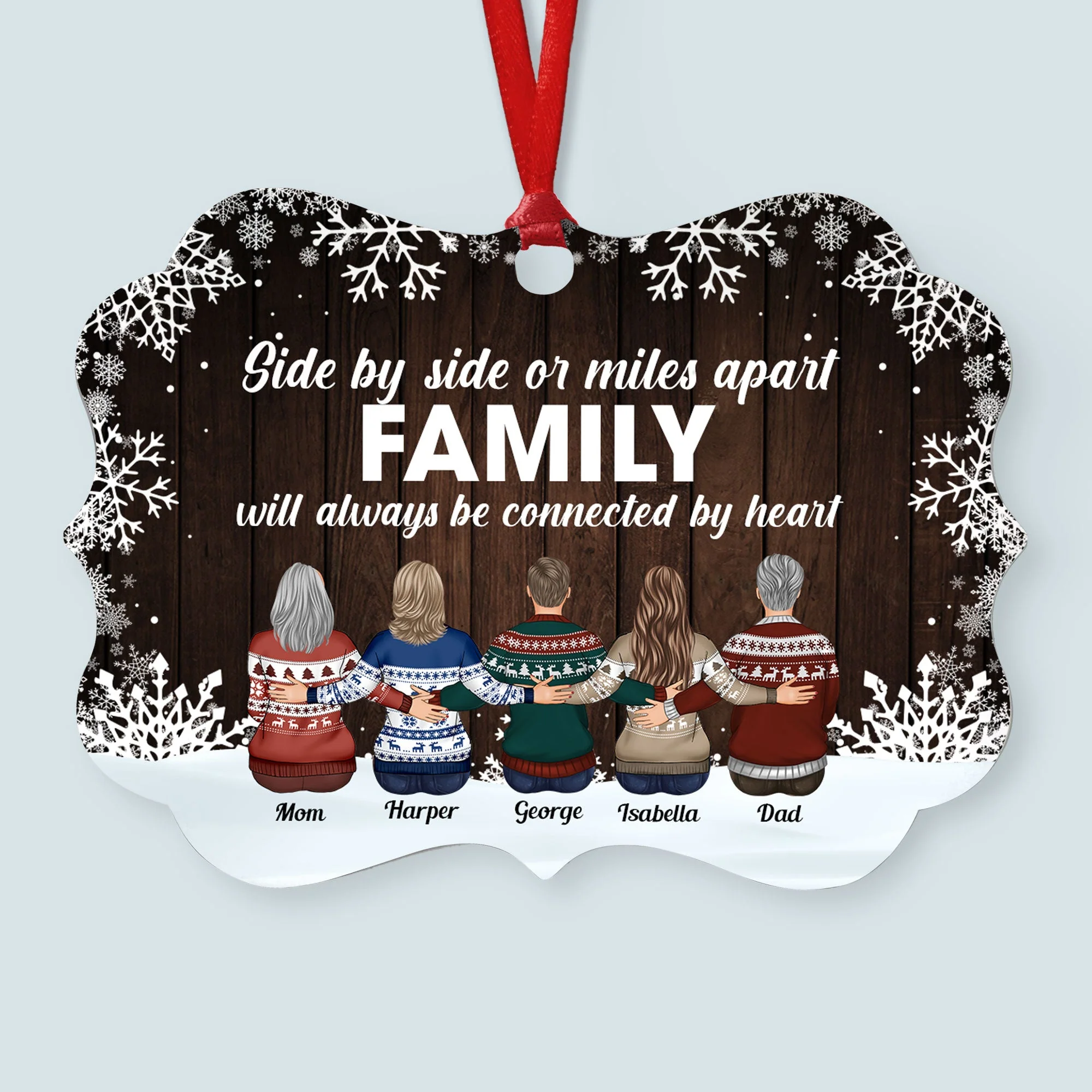 The Love Between Family Is Forever - Personalized Aluminum Ornament - Family Hugging - Image 3