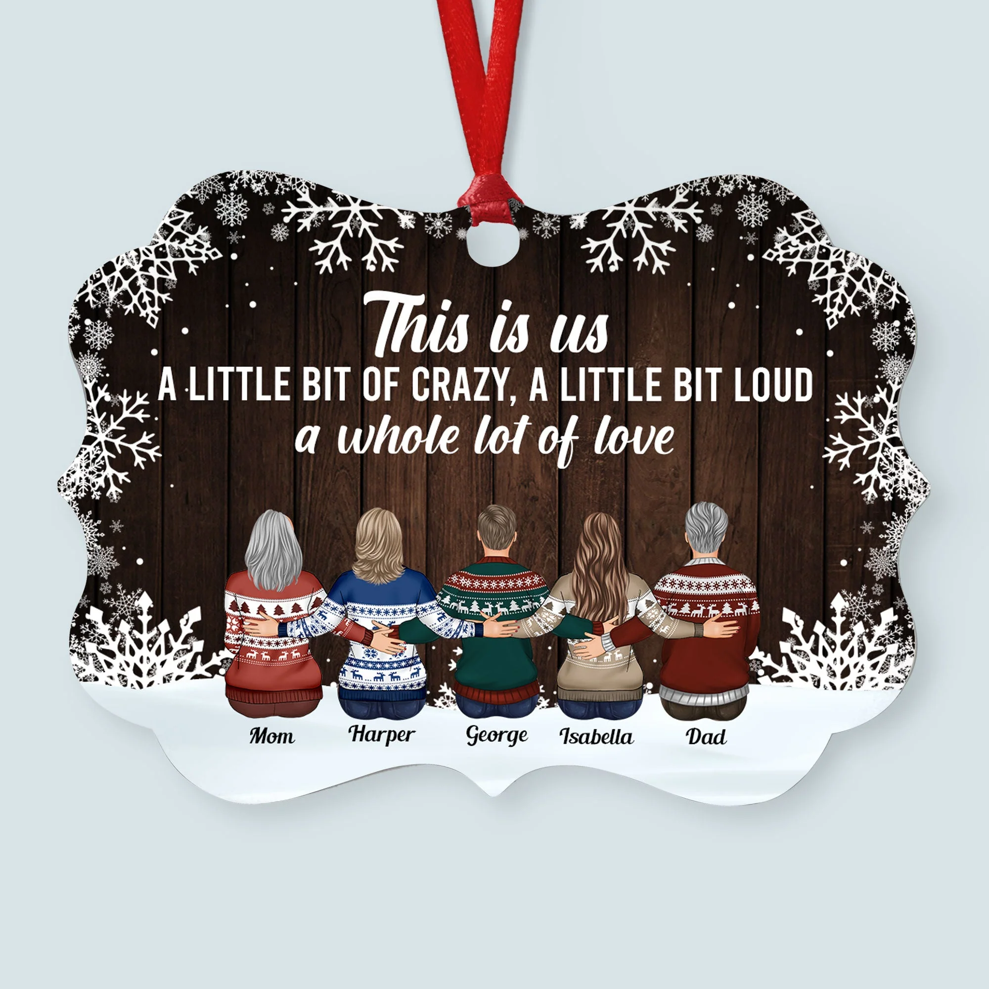 The Love Between Family Is Forever - Personalized Aluminum Ornament - Family Hugging - Image 4