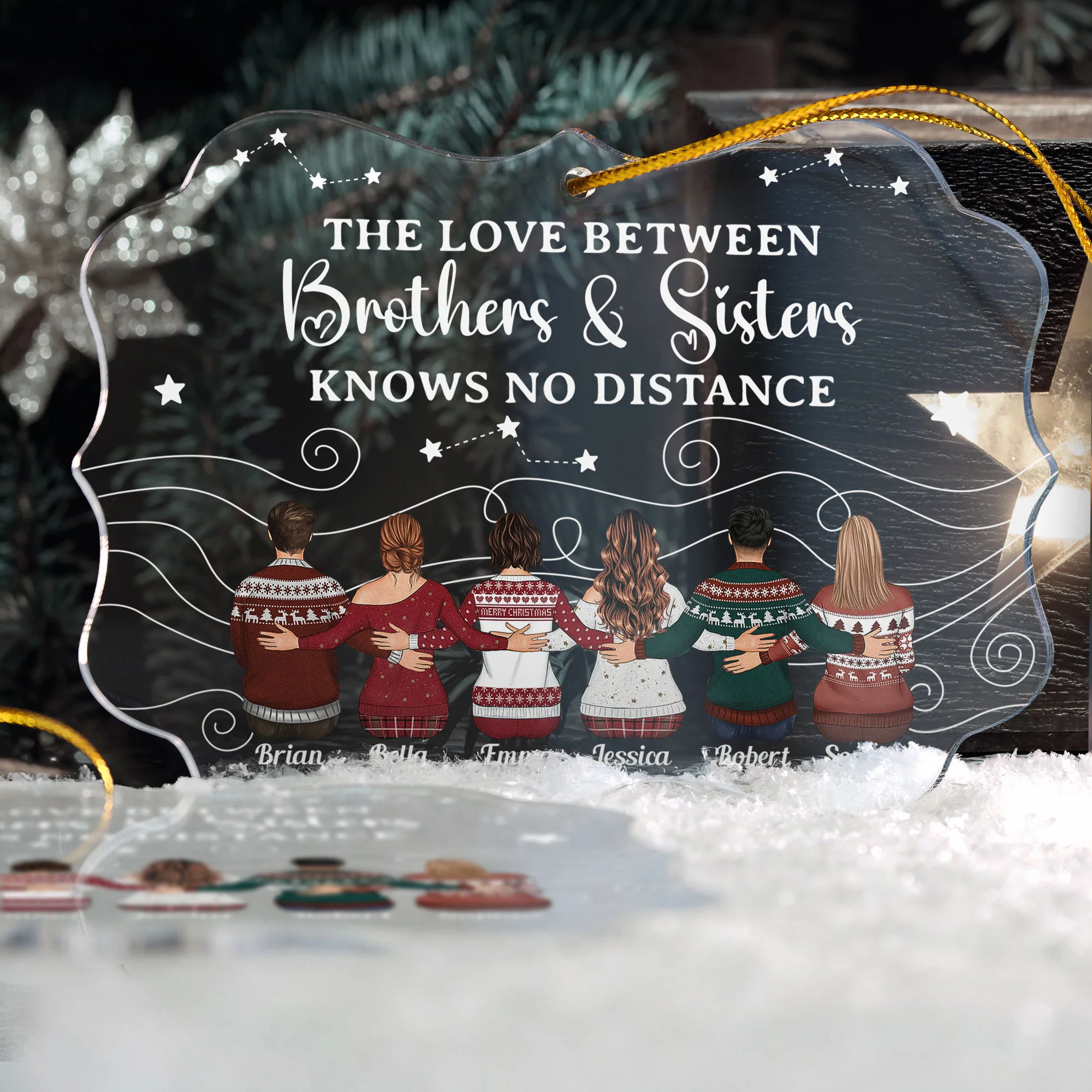 The Love Between Family Knows No Distance - Personalized Acrylic Ornament - Image 2