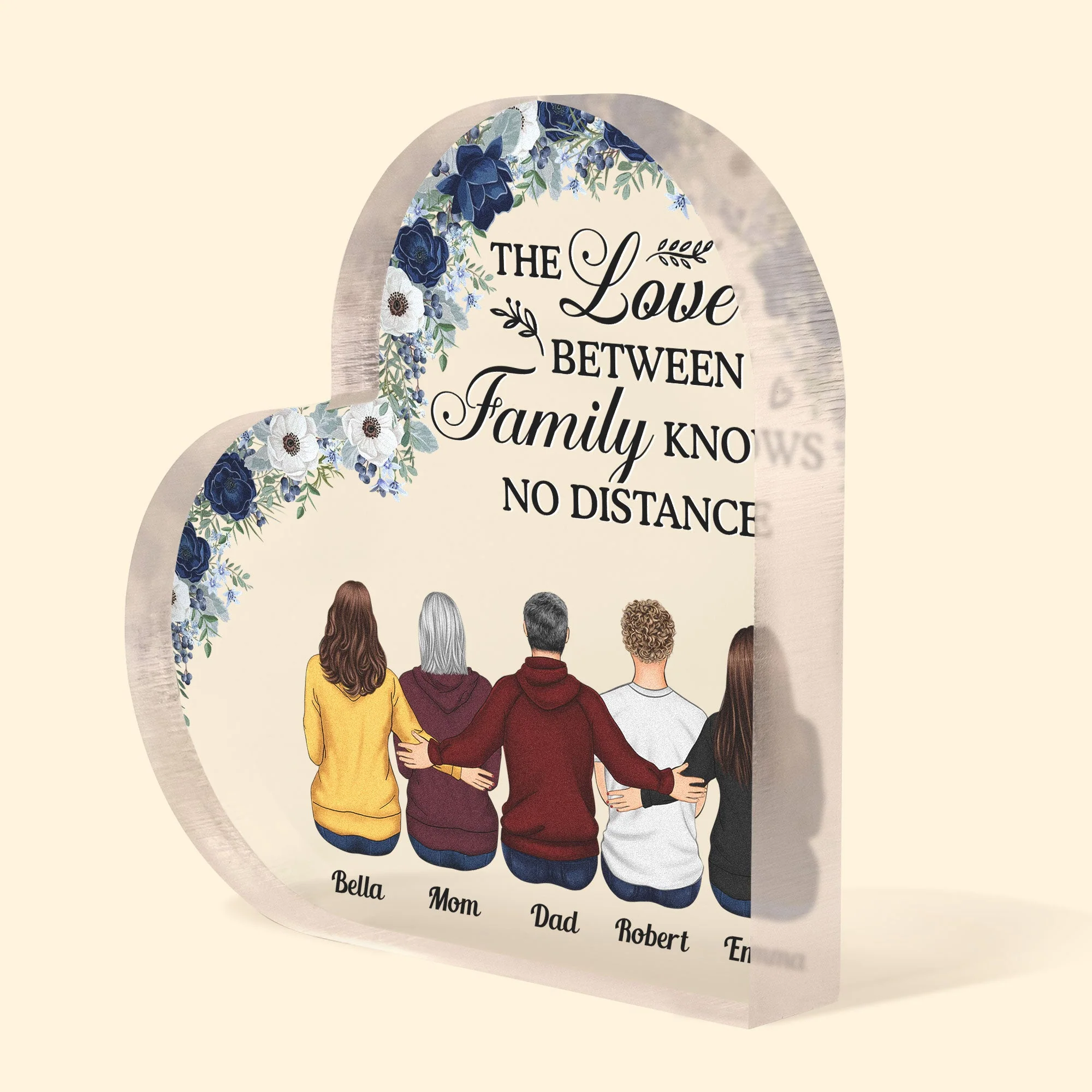 The Love Between Family - Personalized Heart Shaped Acrylic Plaque - Image 2