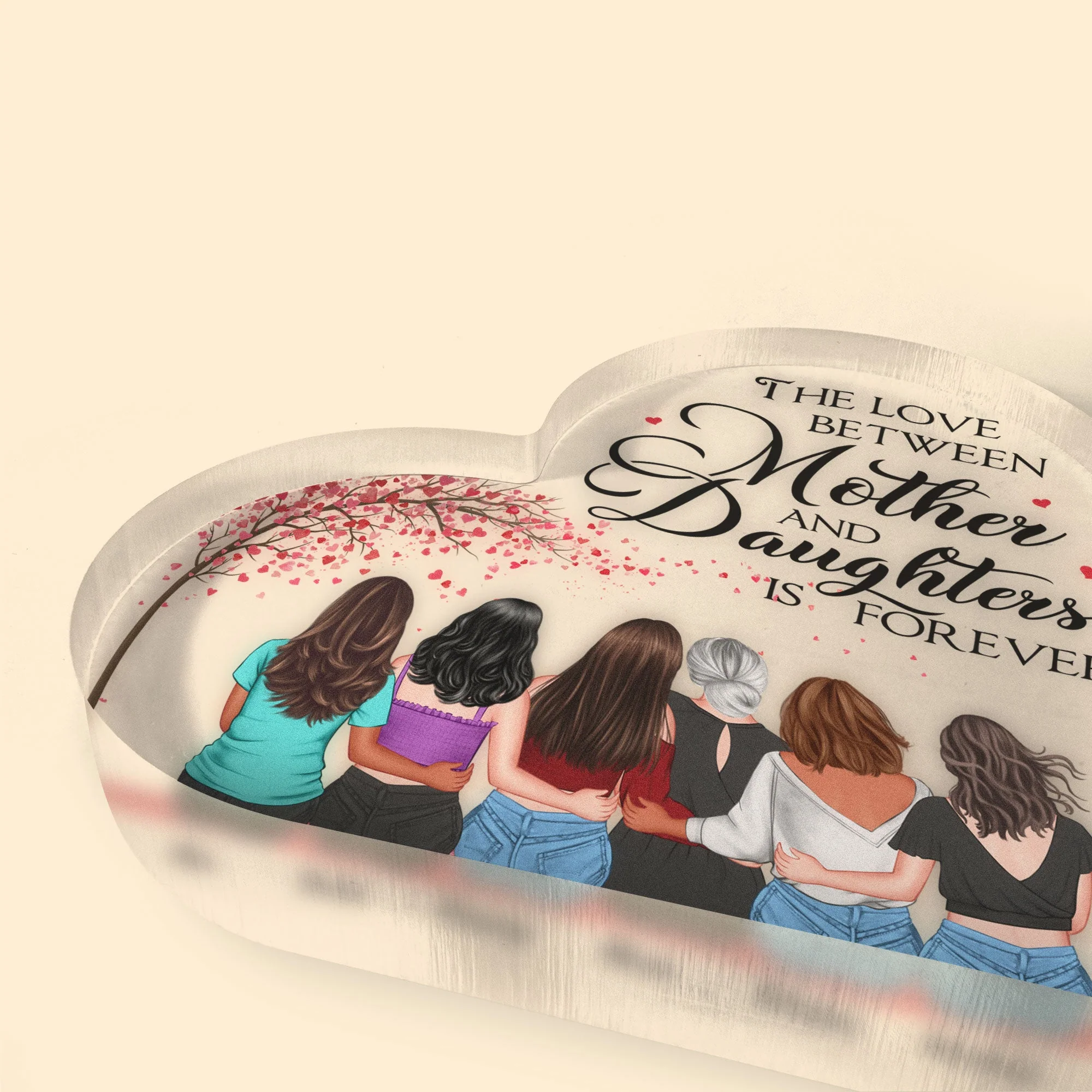 The Love Between Mother & Daughter Is Forever - Heart-Shaped Acrylic Plaque - Mothers Day Gift For Mum, Mother, Mama - Image 3