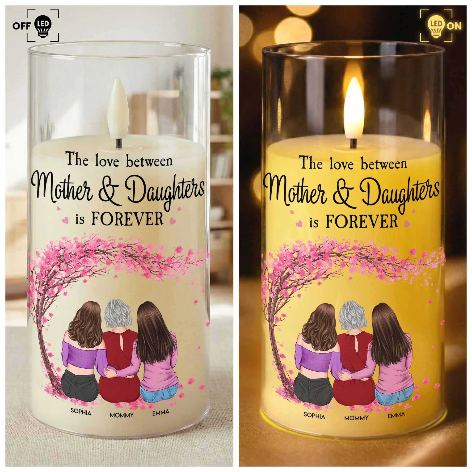 The Love Between Mother & Daughters Is Forever - Personalized LED Candle Light - Image 5