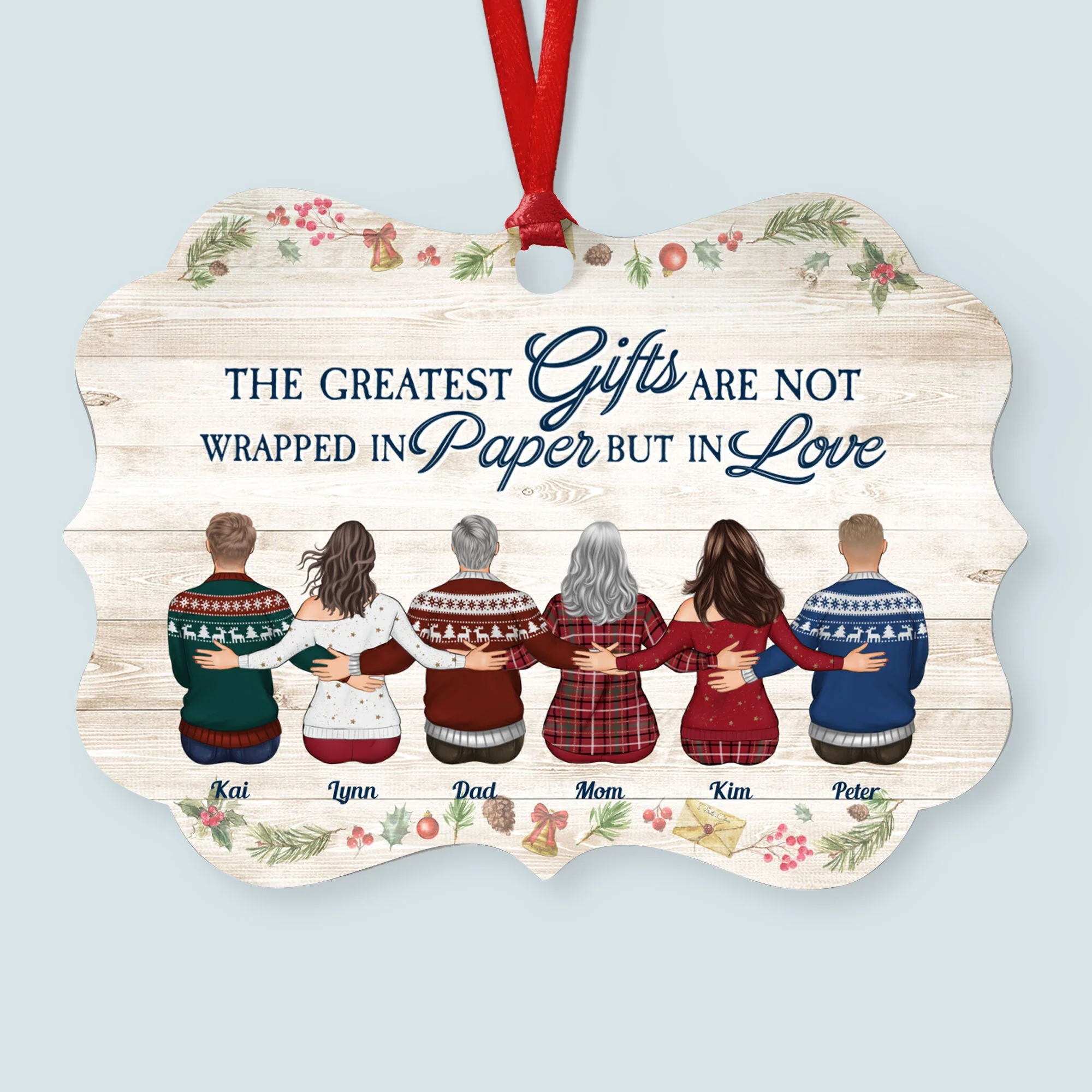 The Love Of Family Is Life's Greatest Blessing - Personalized Aluminum Ornament - Christmas Gift Family Ornament For Dad, Mom, Brothers, Sisters - Family Hugging - Image 6