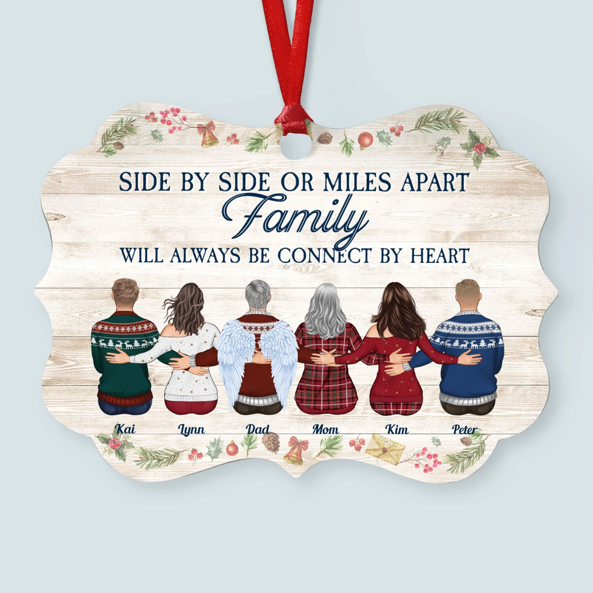The Love Of Family Is Life's Greatest Blessing - Personalized Aluminum Ornament - Christmas Gift Family Ornament For Dad, Mom, Brothers, Sisters - Family Hugging - Image 7