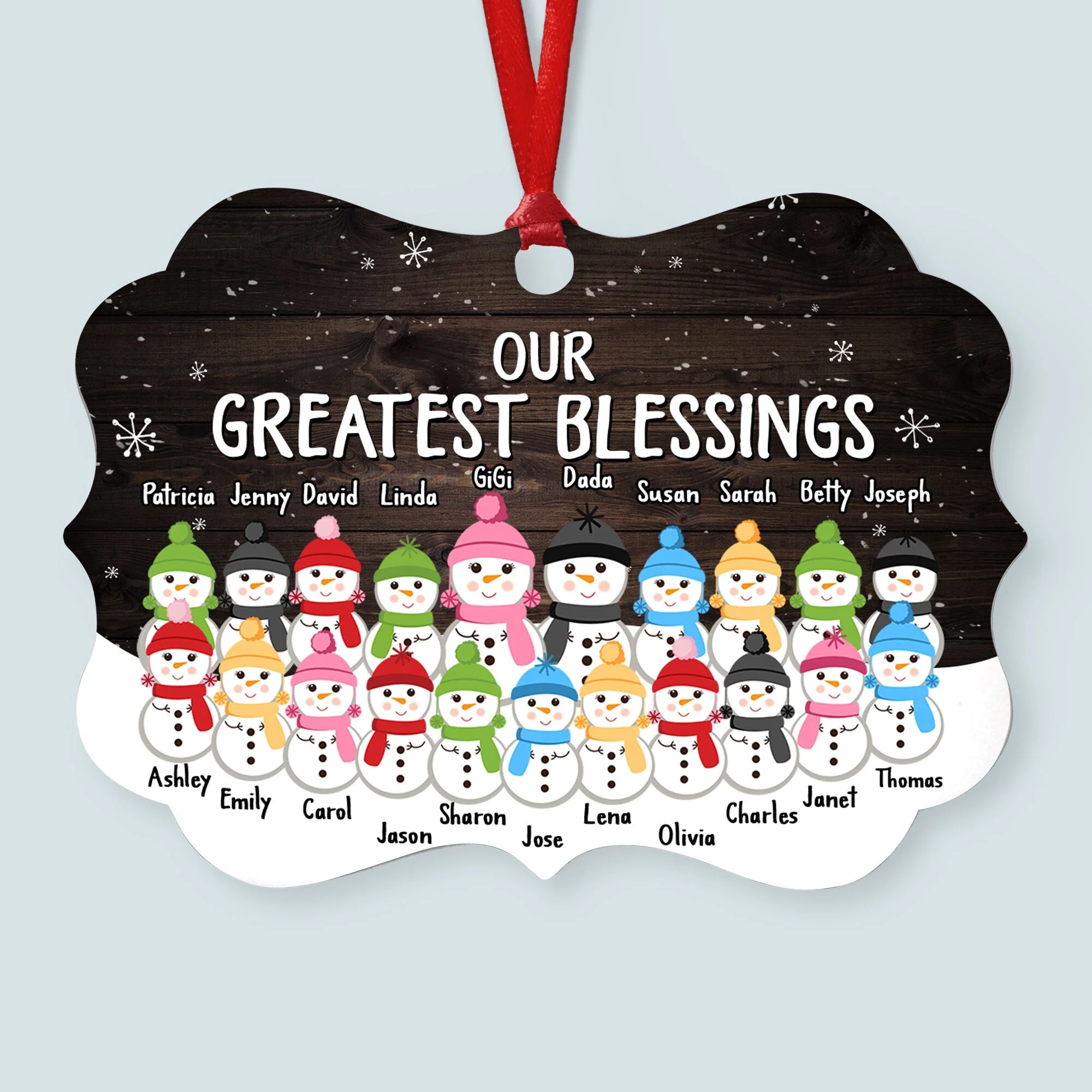 The Love Of Grandparents Is Forever (Up To 20 Kids) - Personalized Ornament - Snowman Family - Image 4