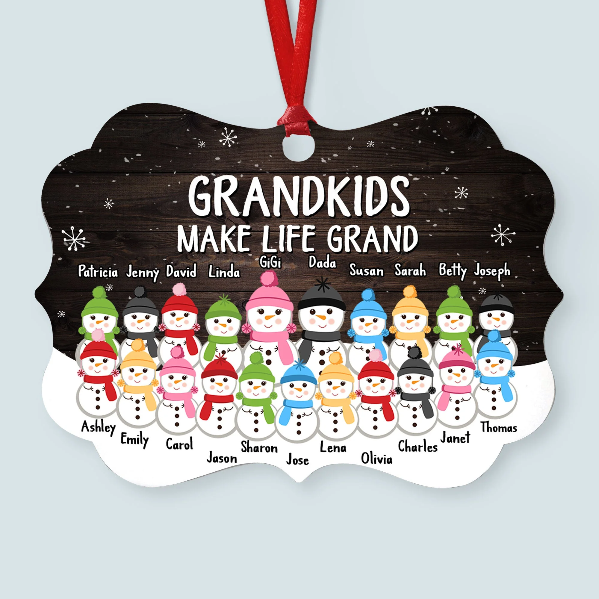 The Love Of Grandparents Is Forever (Up To 20 Kids) - Personalized Ornament - Snowman Family - Image 7