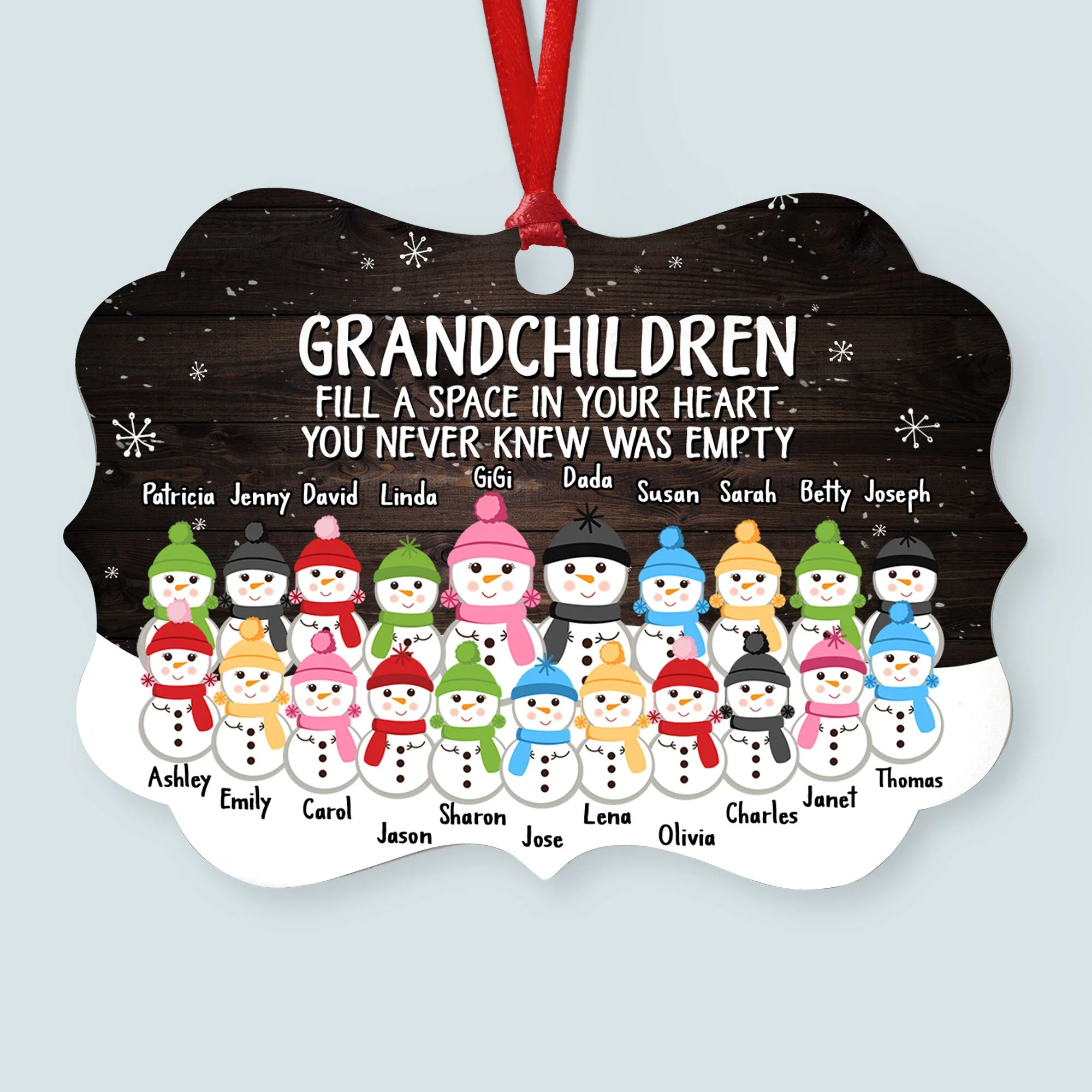 The Love Of Grandparents Is Forever (Up To 20 Kids) - Personalized Ornament - Snowman Family - Image 9