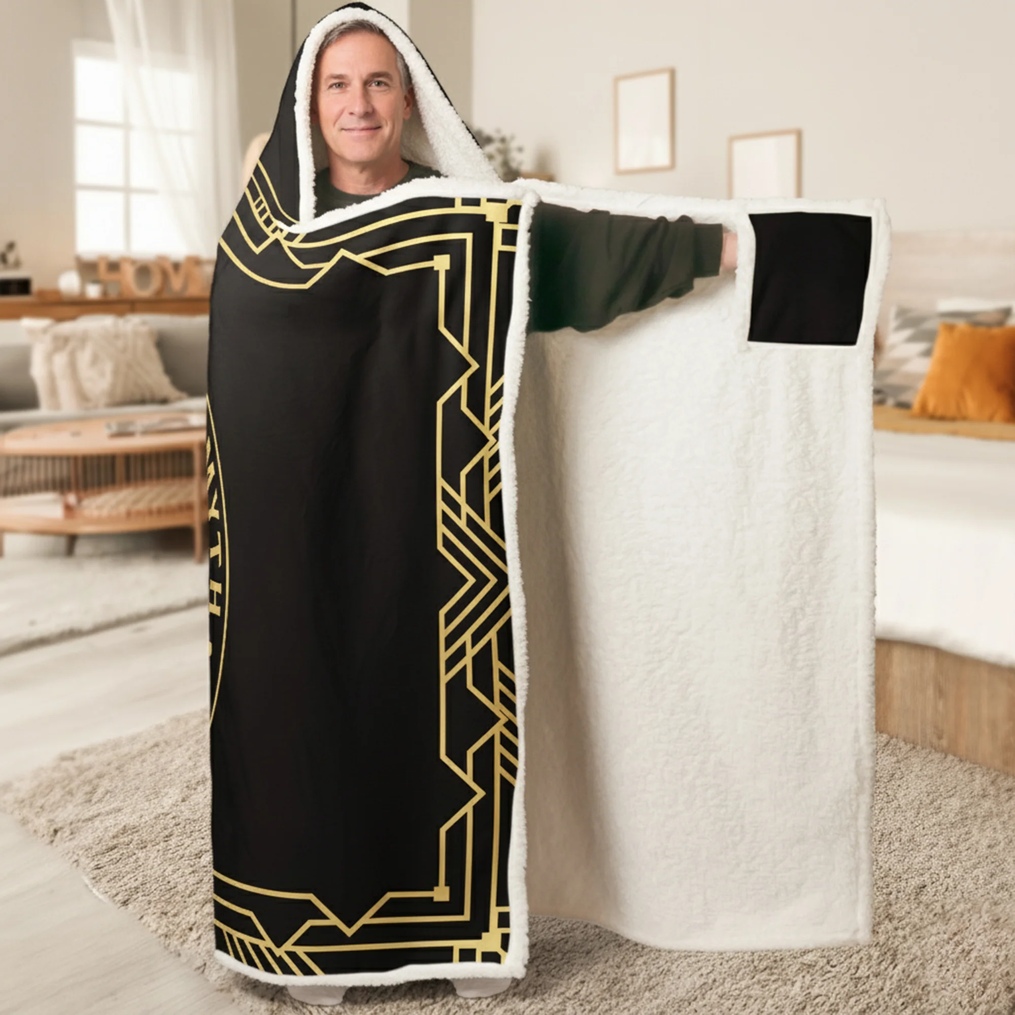 The Man The Myth The Legend Initial - Personalized Wearable Blanket Hoodie - Image 2