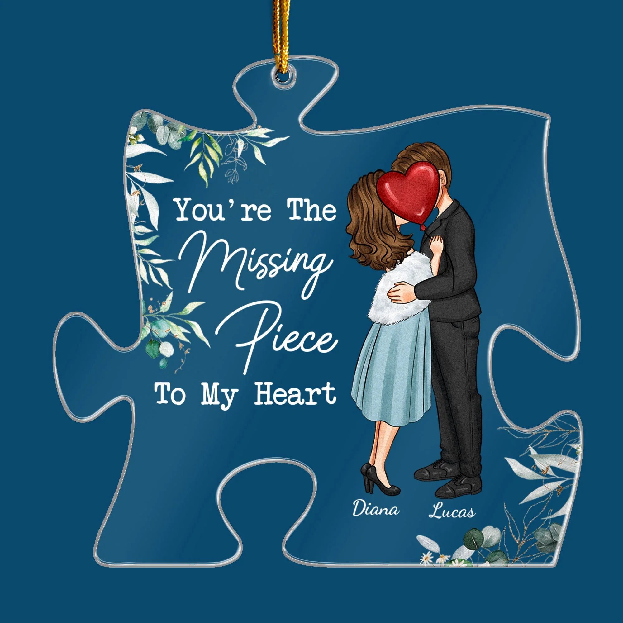 The Missing Piece To My Heart Couples - Personalized Acrylic Ornament - Image 5
