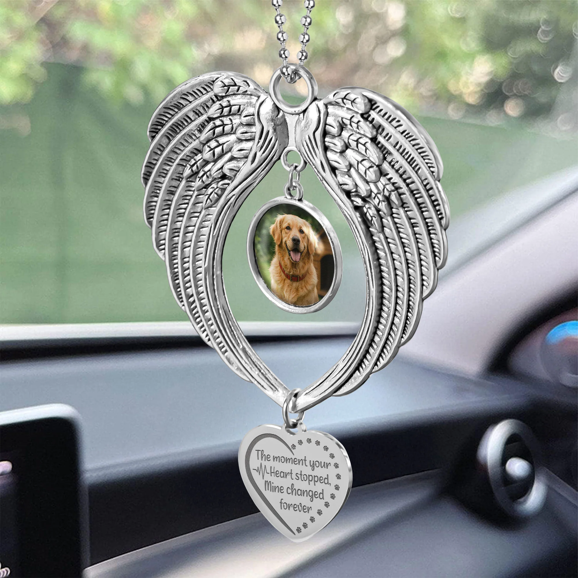 The Moment Your Heart Stopped, Mine Changed Forever - Custom Angel Wings Photo Ornament - Image 4