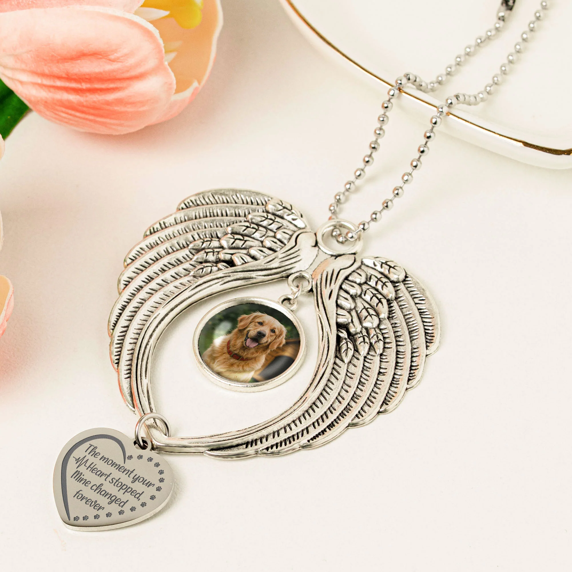 The Moment Your Heart Stopped, Mine Changed Forever - Custom Angel Wings Photo Ornament - Image 5