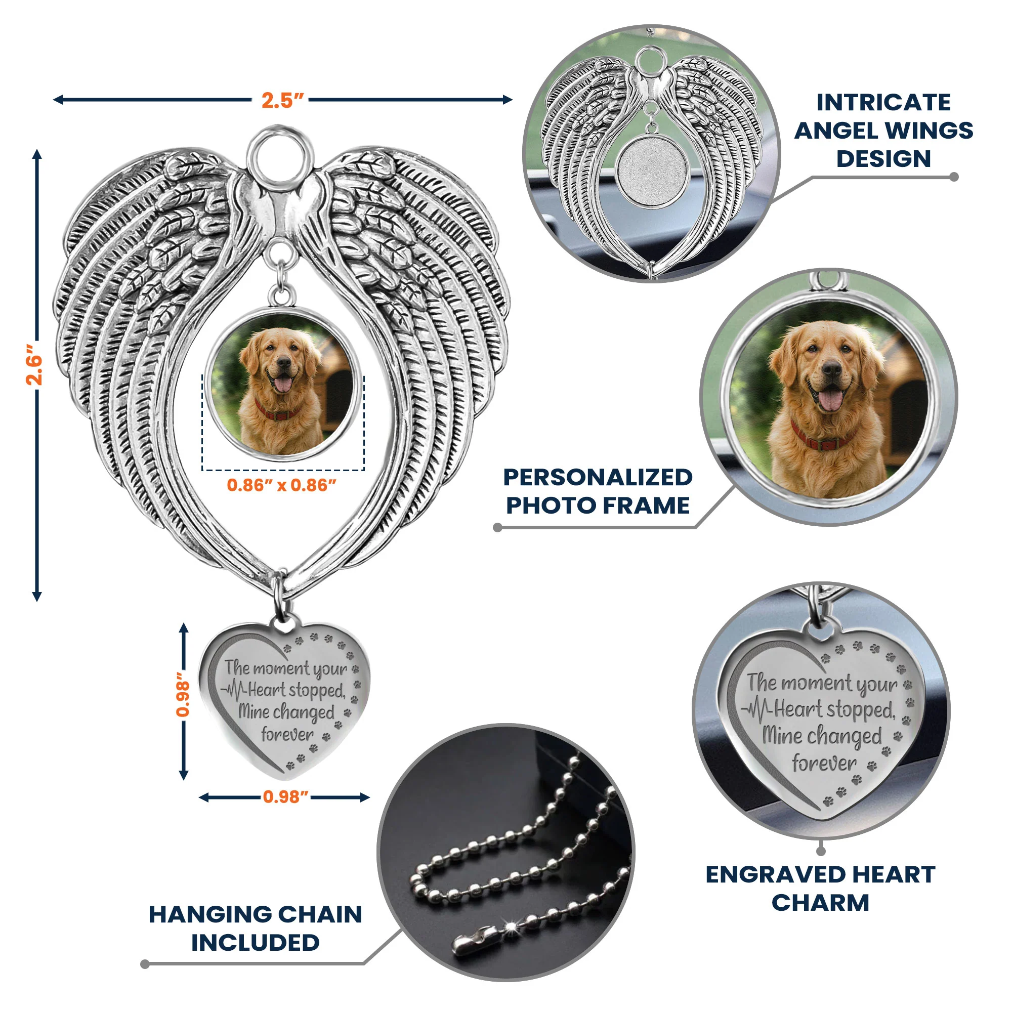 The Moment Your Heart Stopped, Mine Changed Forever - Custom Angel Wings Photo Ornament - Image 7