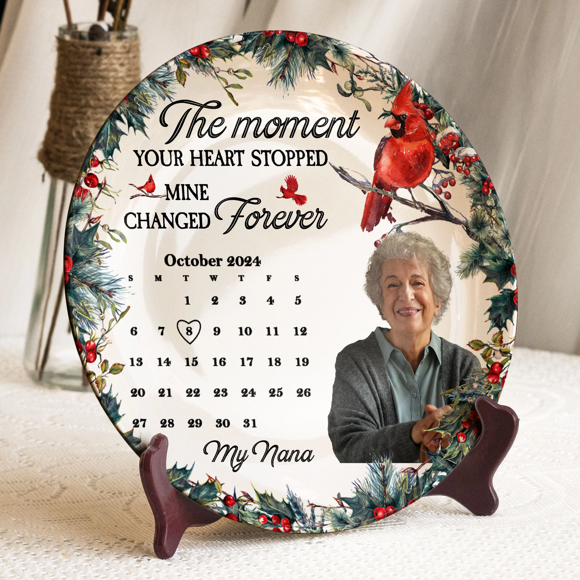 The Moment Your Heart Stopped Mine Changed Forever - Personalized Ceramic Photo Plate - Image 2