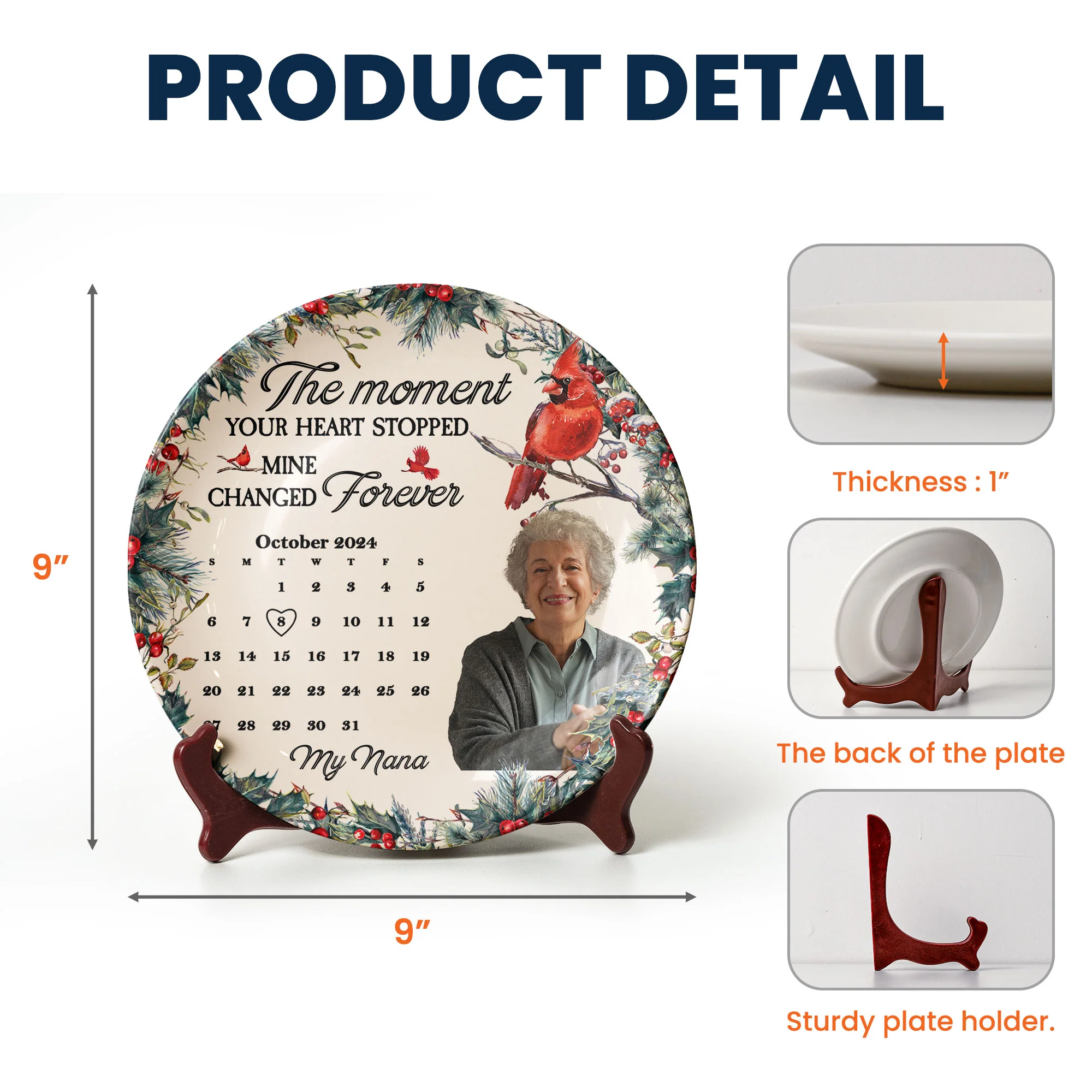 The Moment Your Heart Stopped Mine Changed Forever - Personalized Ceramic Photo Plate - Image 6