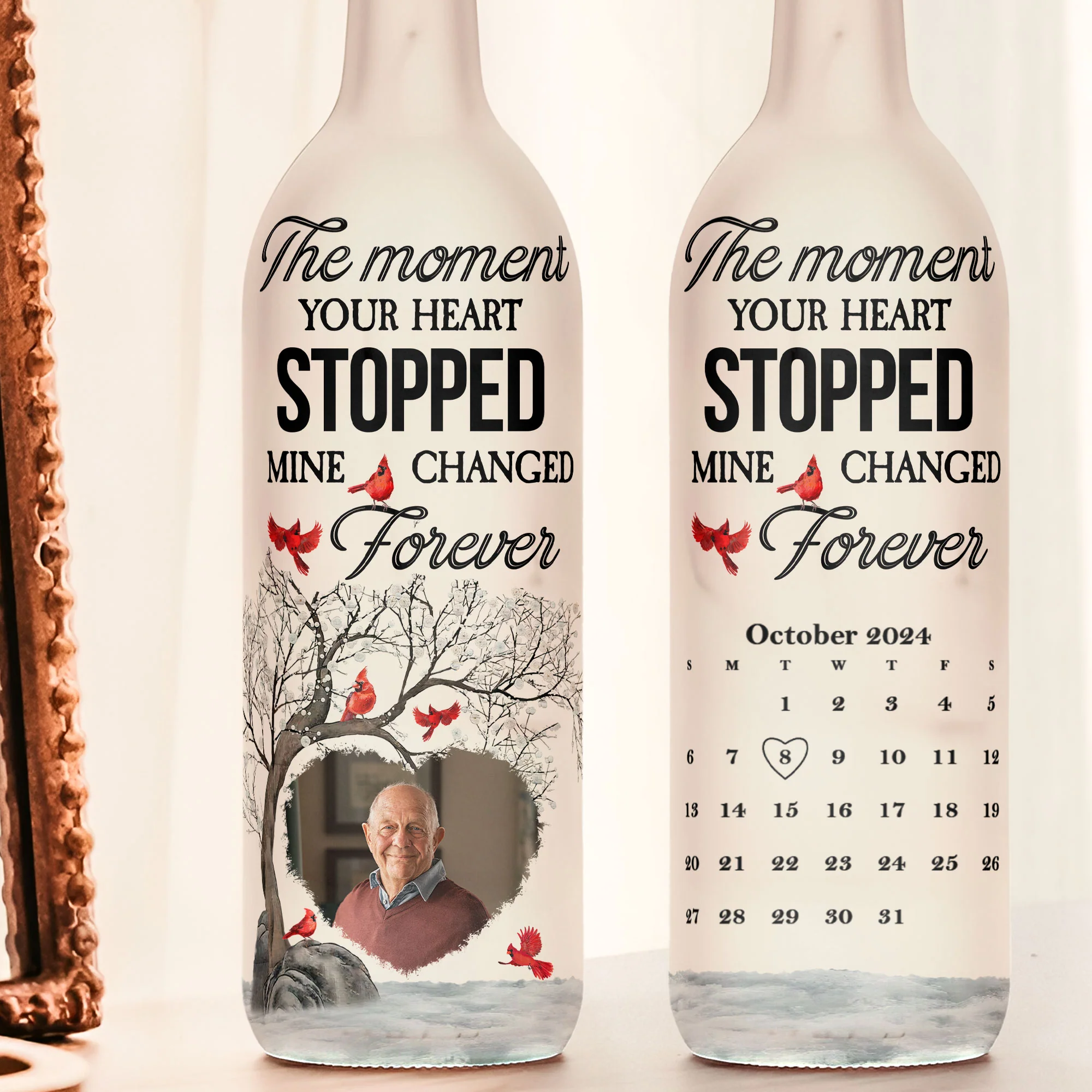 The Moment Your Heart Stopped Mine Changed Forever - Personalized Photo Bottle Lamp - Image 2