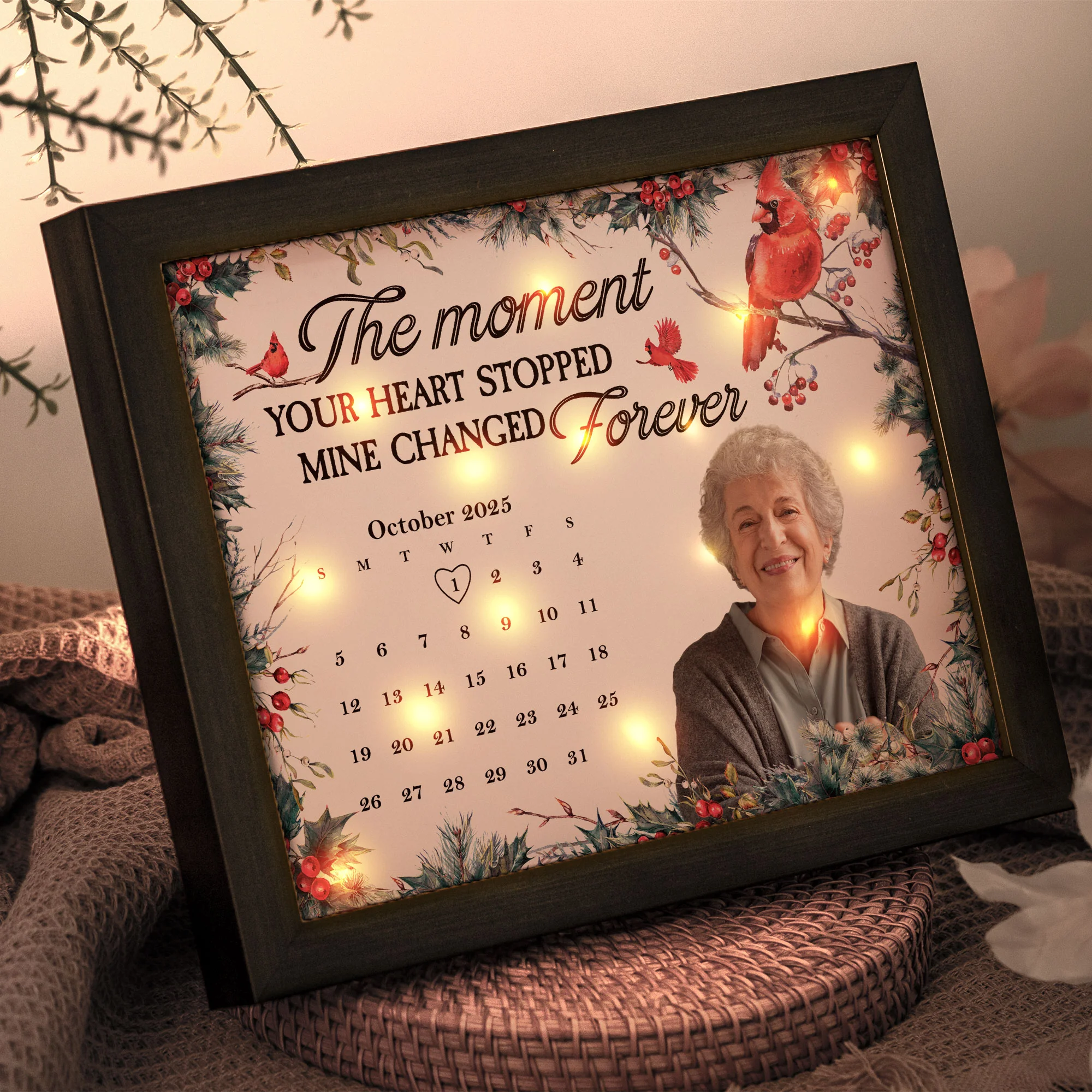 The Moment Your Heart Stopped Mine Changed Forever - Personalized Photo LED Shadow Box - Image 5