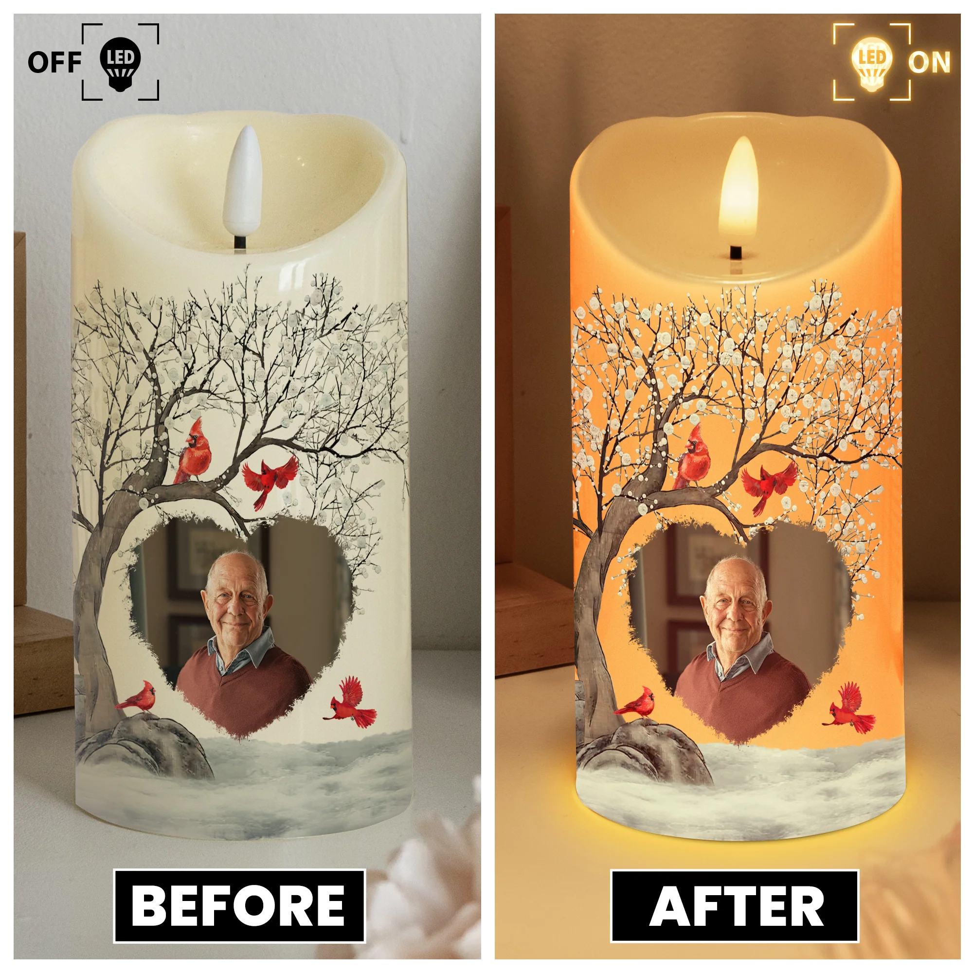 The Moment Your Heart Stopped Mine Changed Forever - Personalizes Photo LED Candle - Image 5