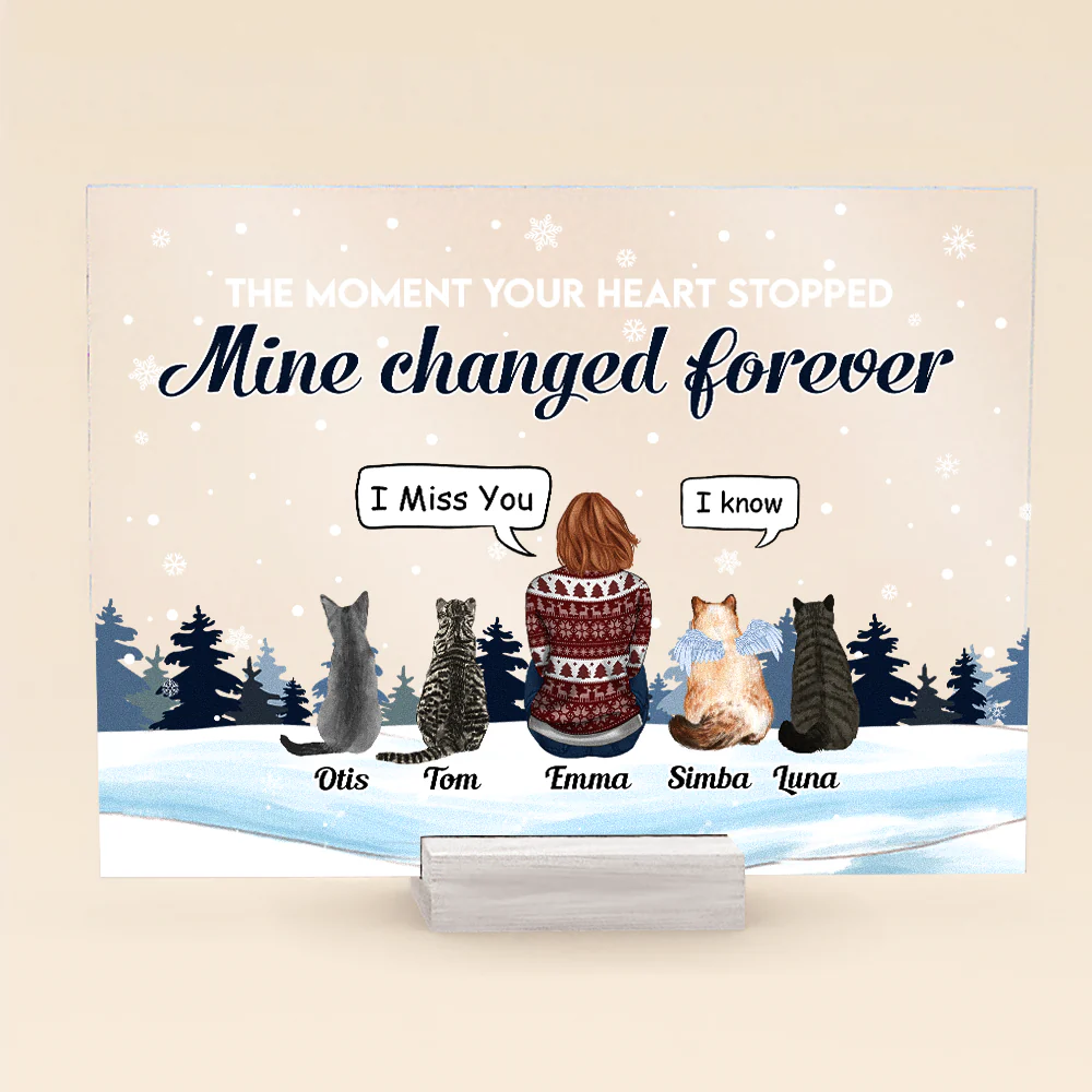 The Moments Your Hearts Stopped - Personalized Acrylic Plaque- Christmas, Memorial, Loving Gift For Pet Loss Owners, Cat Mom, Cat Dad