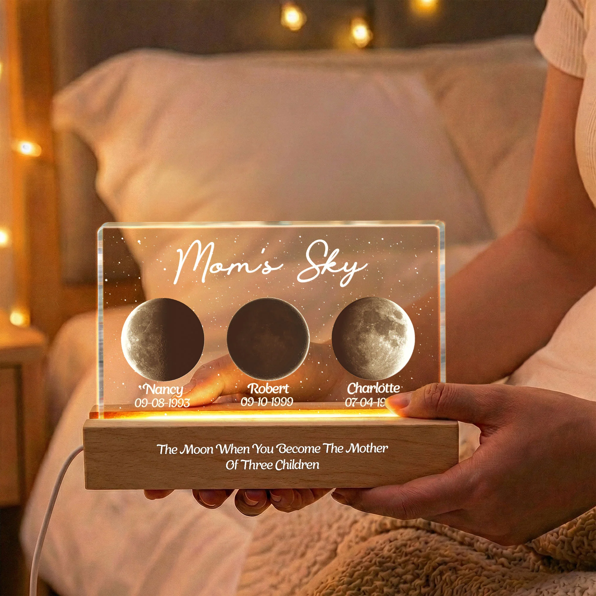 The Moon When You Become The Mother - Custom Moons Phase - Personalized LED Night Light - Image 2