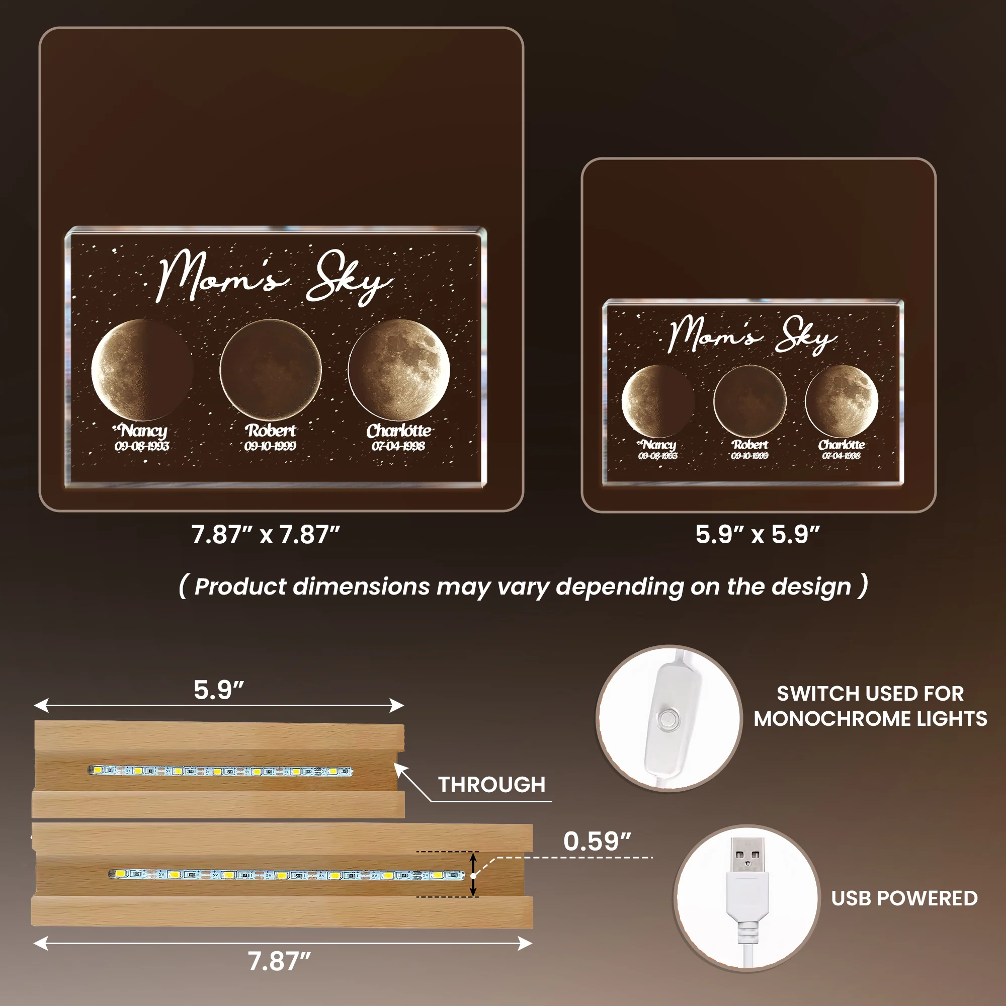 The Moon When You Become The Mother - Custom Moons Phase - Personalized LED Night Light - Image 5