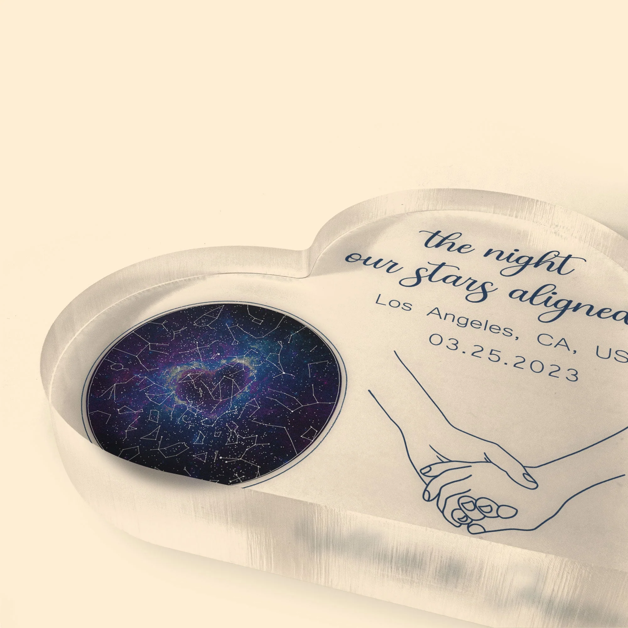 The Night Our Stars Aligned - Personalized Heart Shaped Acrylic Plaque - Image 3