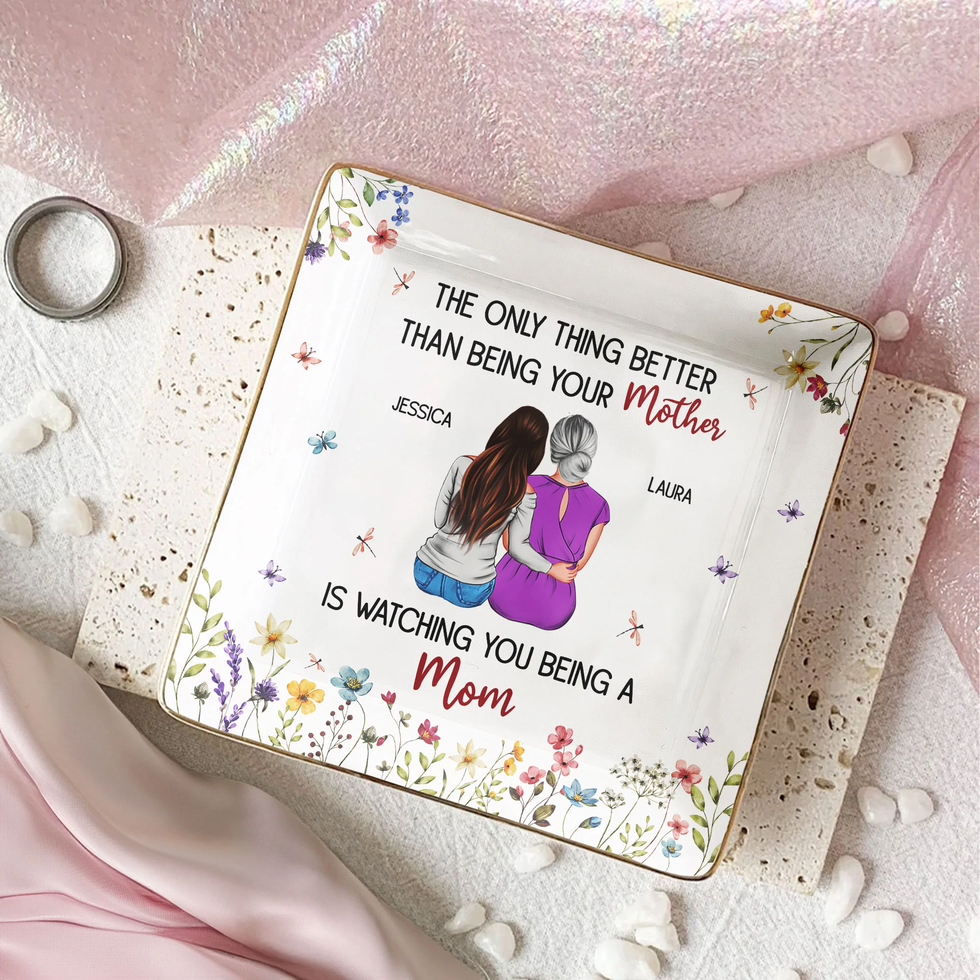 The Only Thing Better Than Being Your Mother Floral Version - Personalized Jewelry Dish - Image 2