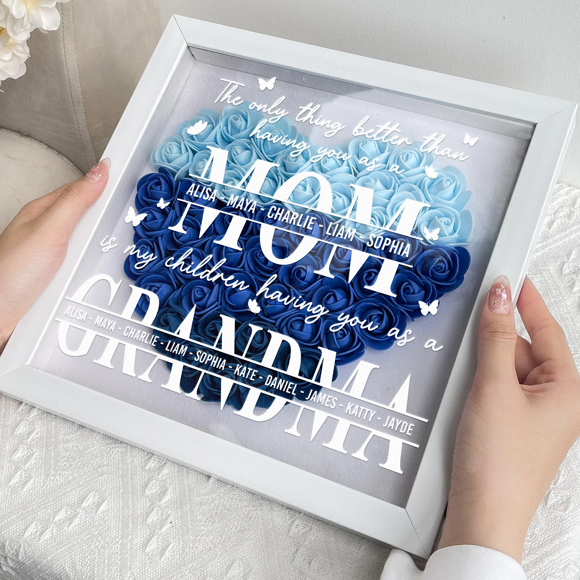 The Only Thing Better Than Having You As A Mom - Personalized Flower Shadow Box - Image 6