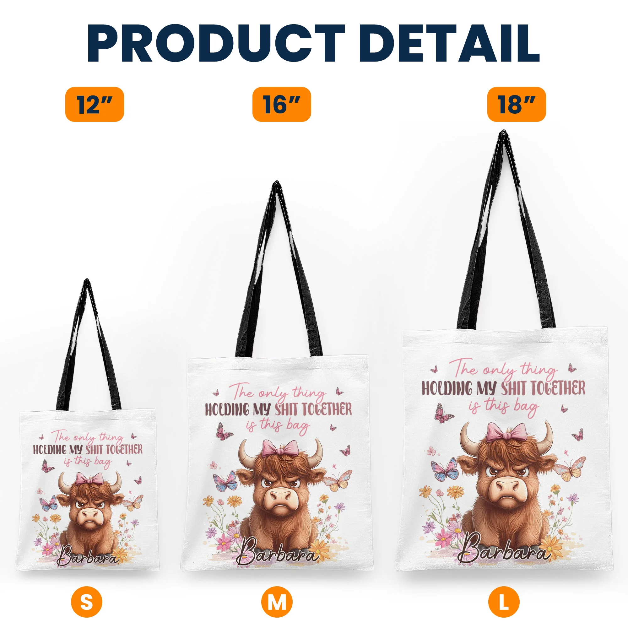 The Only Thing Holding My Shit Together Is This Bag Highland Cow - Personalized Tote Bag - Image 5