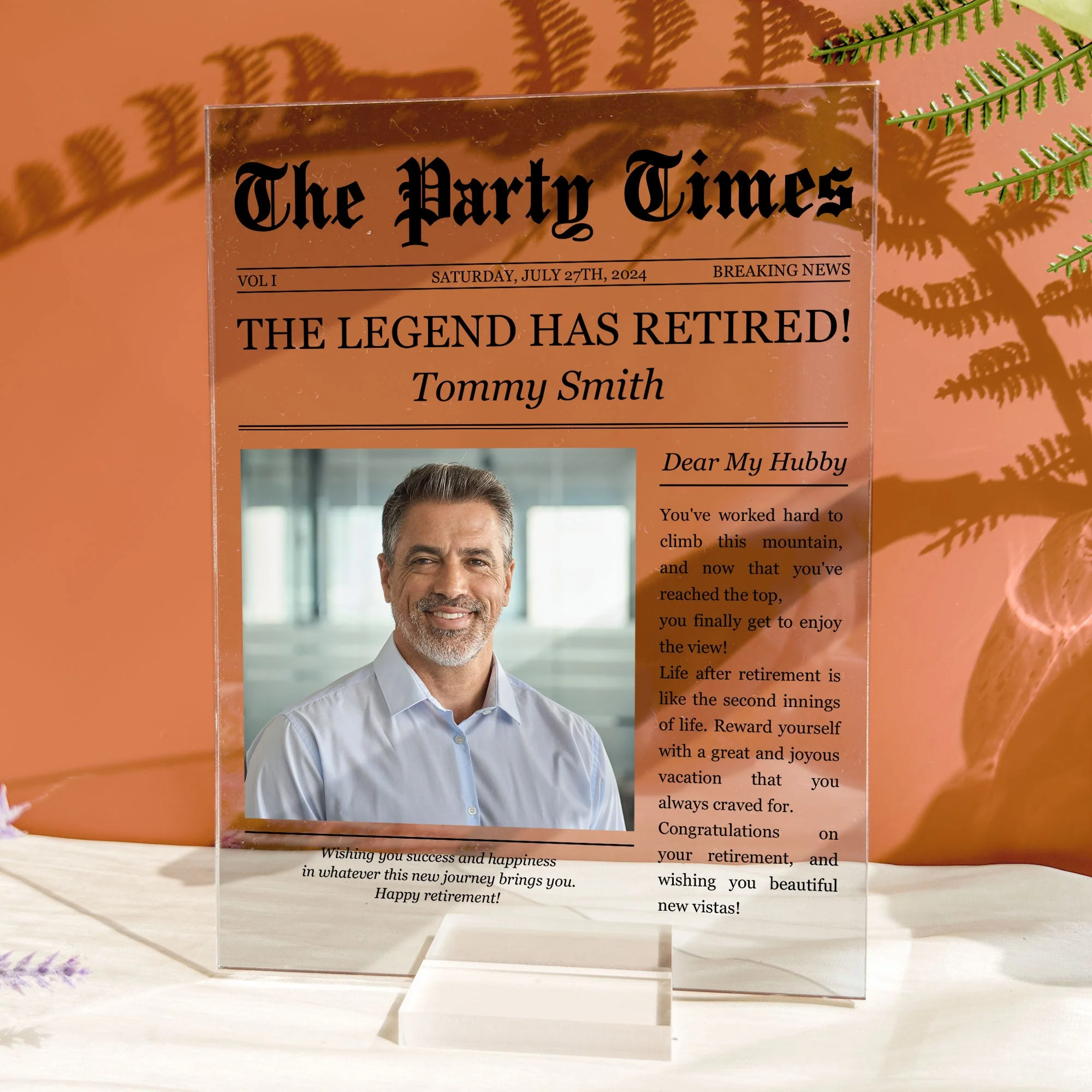 The Party Times Happy Retirement - Personalized Acrylic Photo Plaque - Image 4