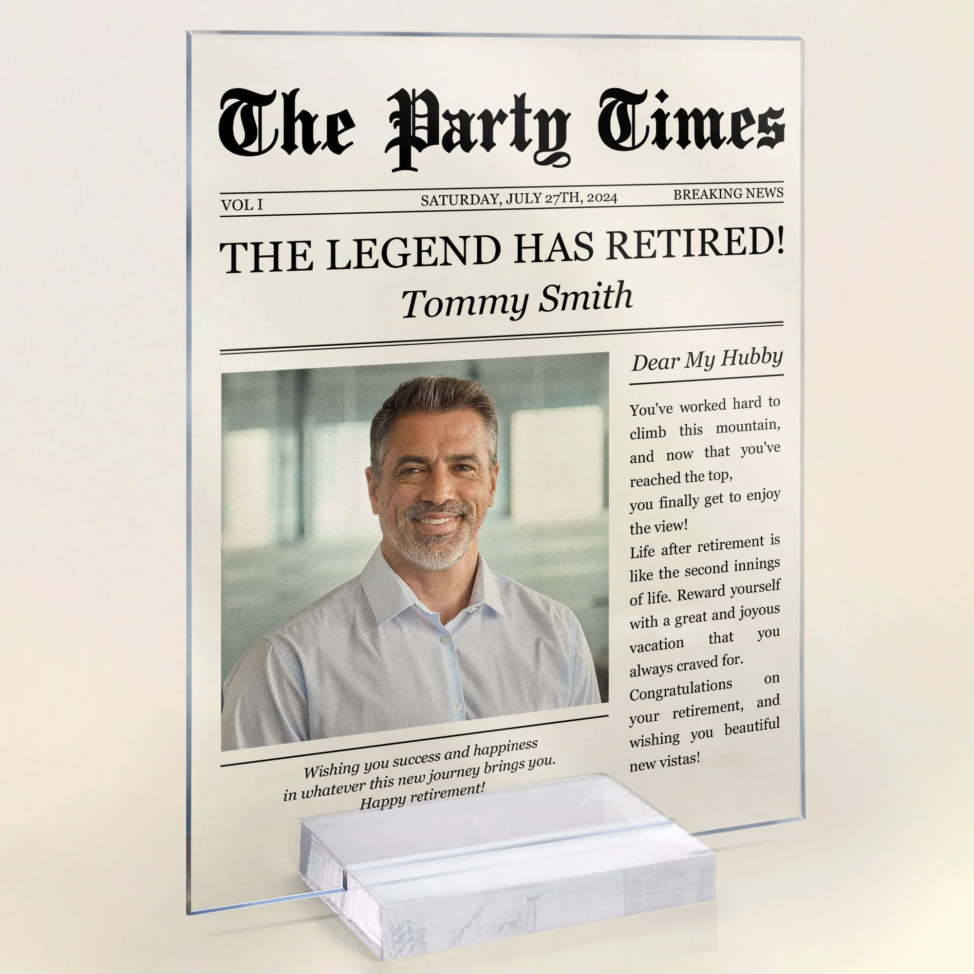 The Party Times Happy Retirement - Personalized Acrylic Photo Plaque - Image 5