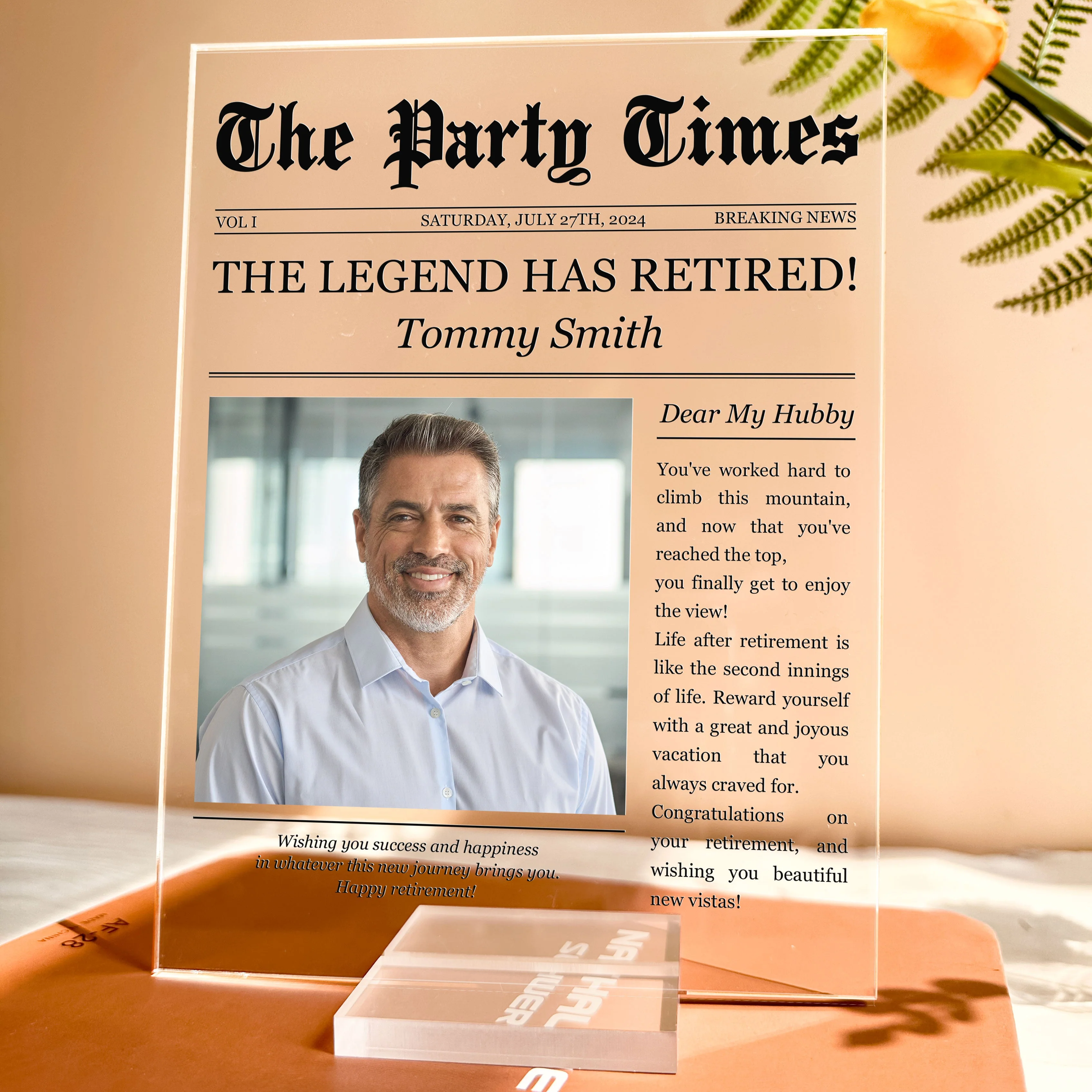 The Party Times Happy Retirement - Personalized Acrylic Photo Plaque - Image 6