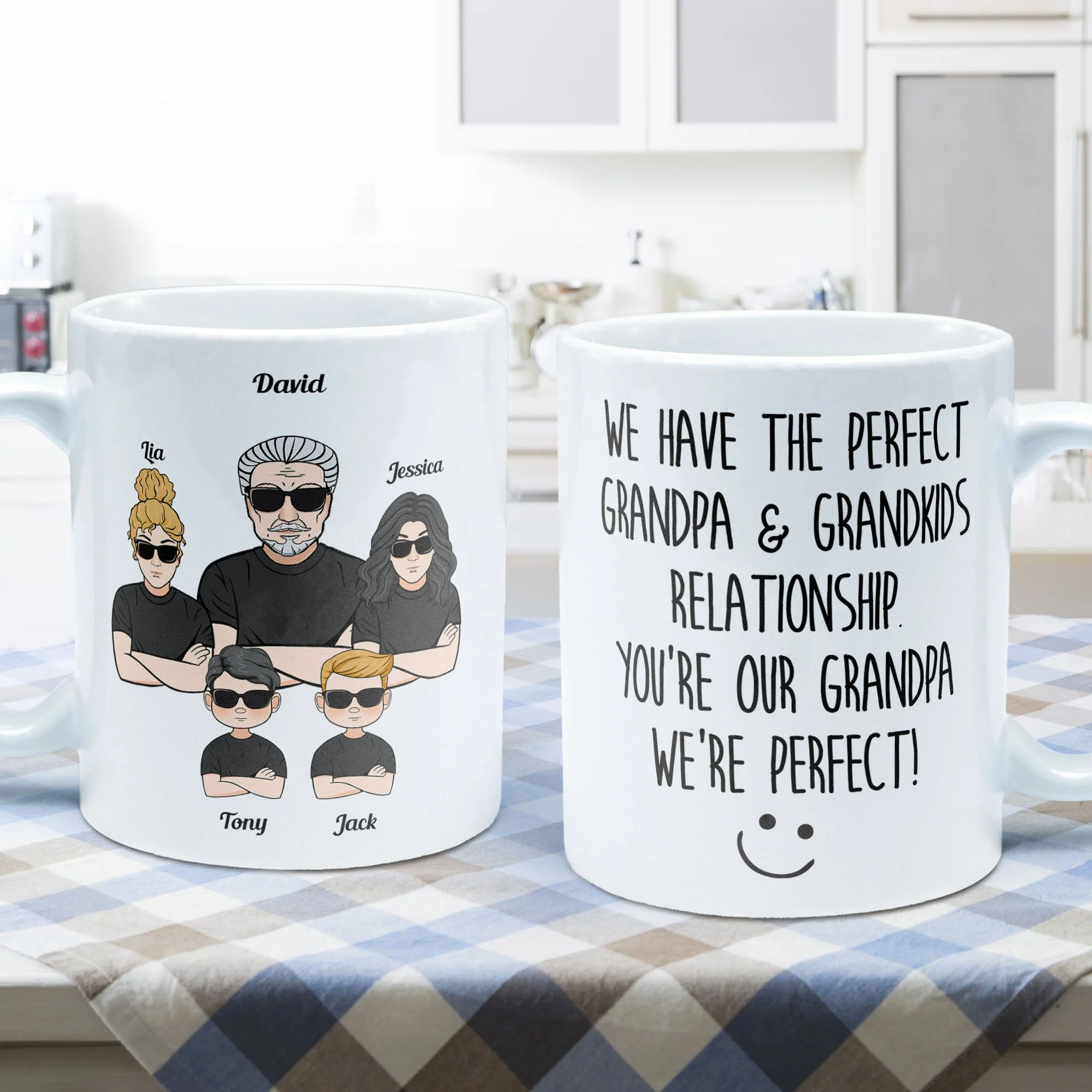 The Perfect Grandpa & Grandkid Relationship - Personalized Mug - Father's Day, Birthday Gift For Grandfather, Grandpa - From Grandkids, Grandchildren - Image 2