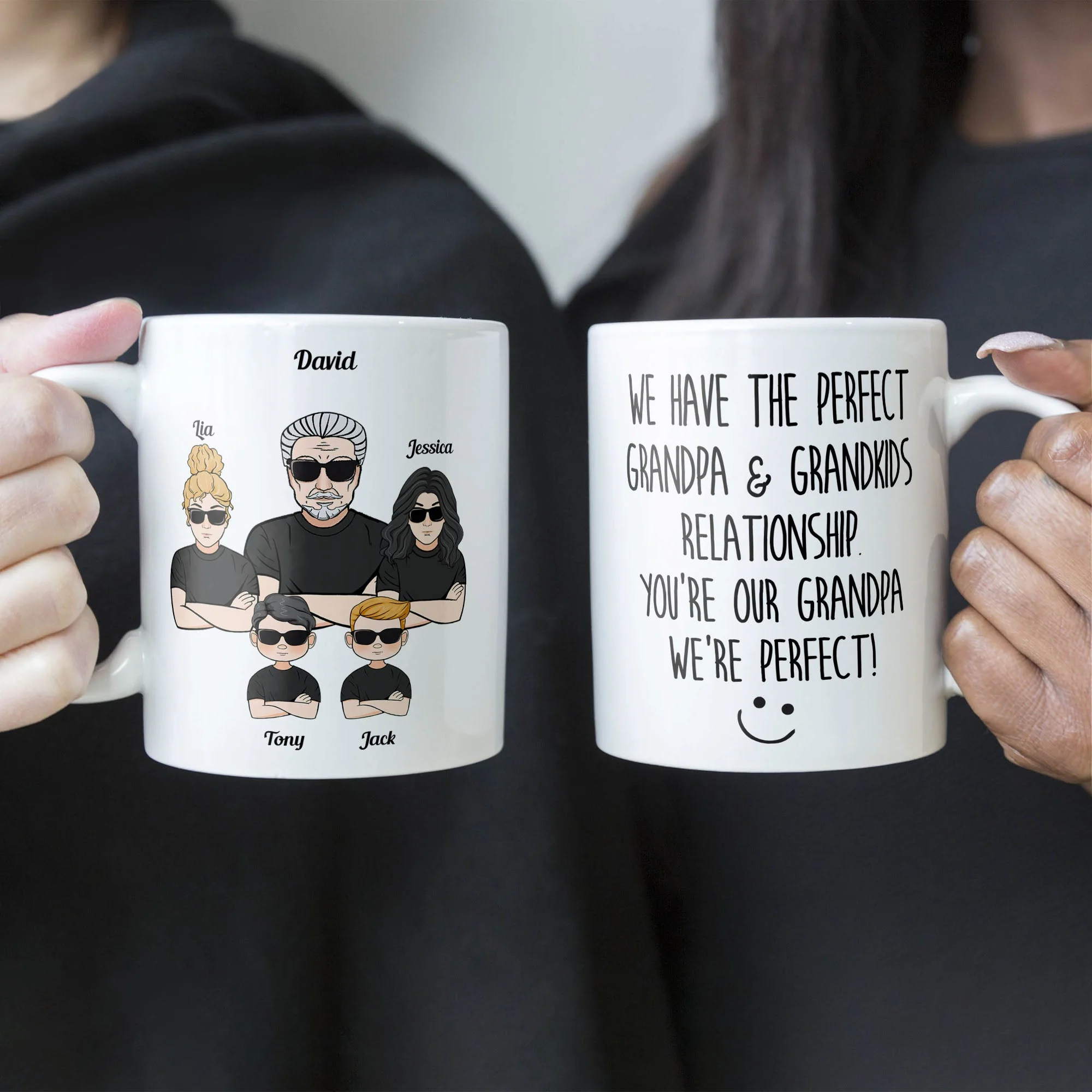 The Perfect Grandpa & Grandkid Relationship - Personalized Mug - Father's Day, Birthday Gift For Grandfather, Grandpa - From Grandkids, Grandchildren - Image 3