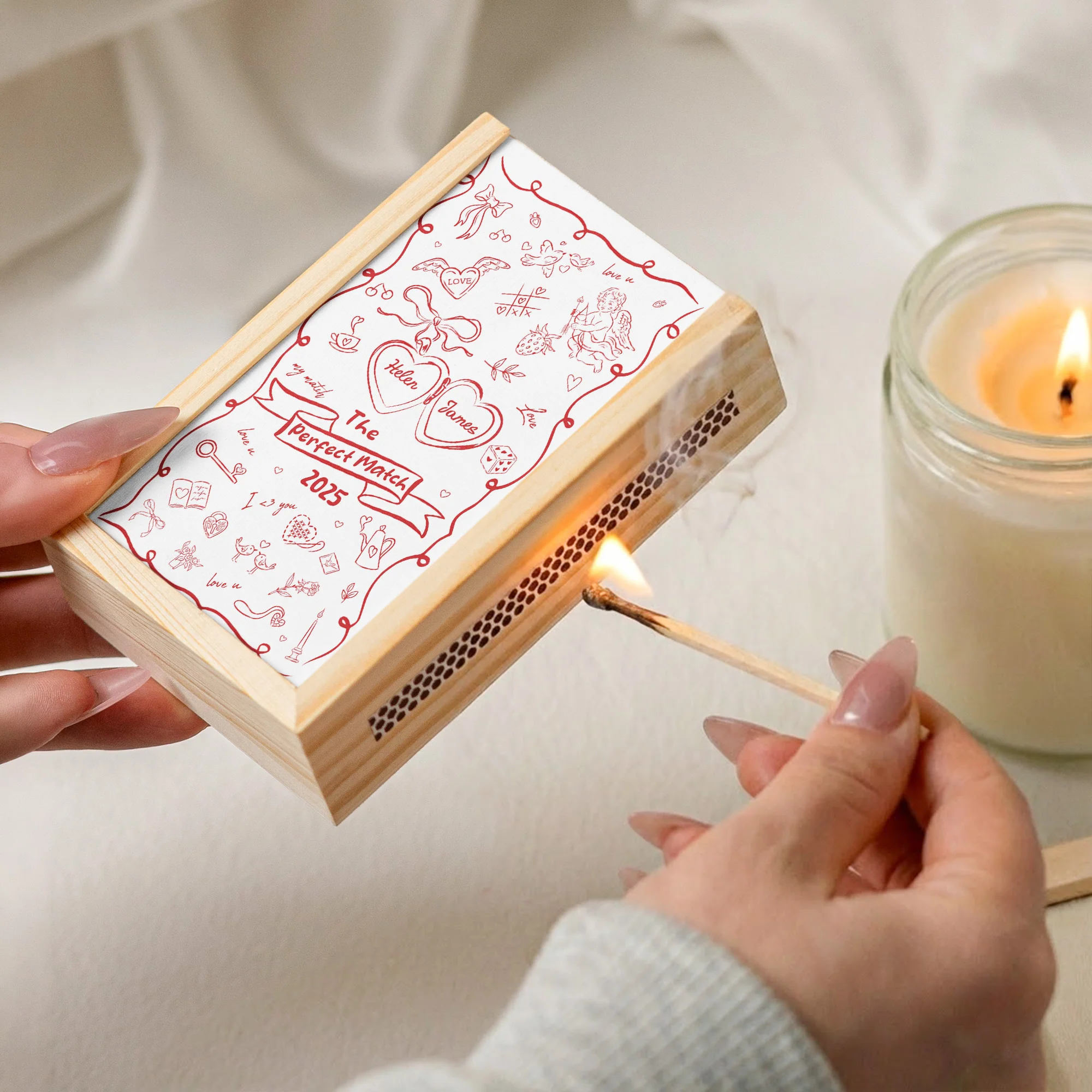 The Perfect Match - Couple Gifts - Personalized Wooden Matchbox - Image 3
