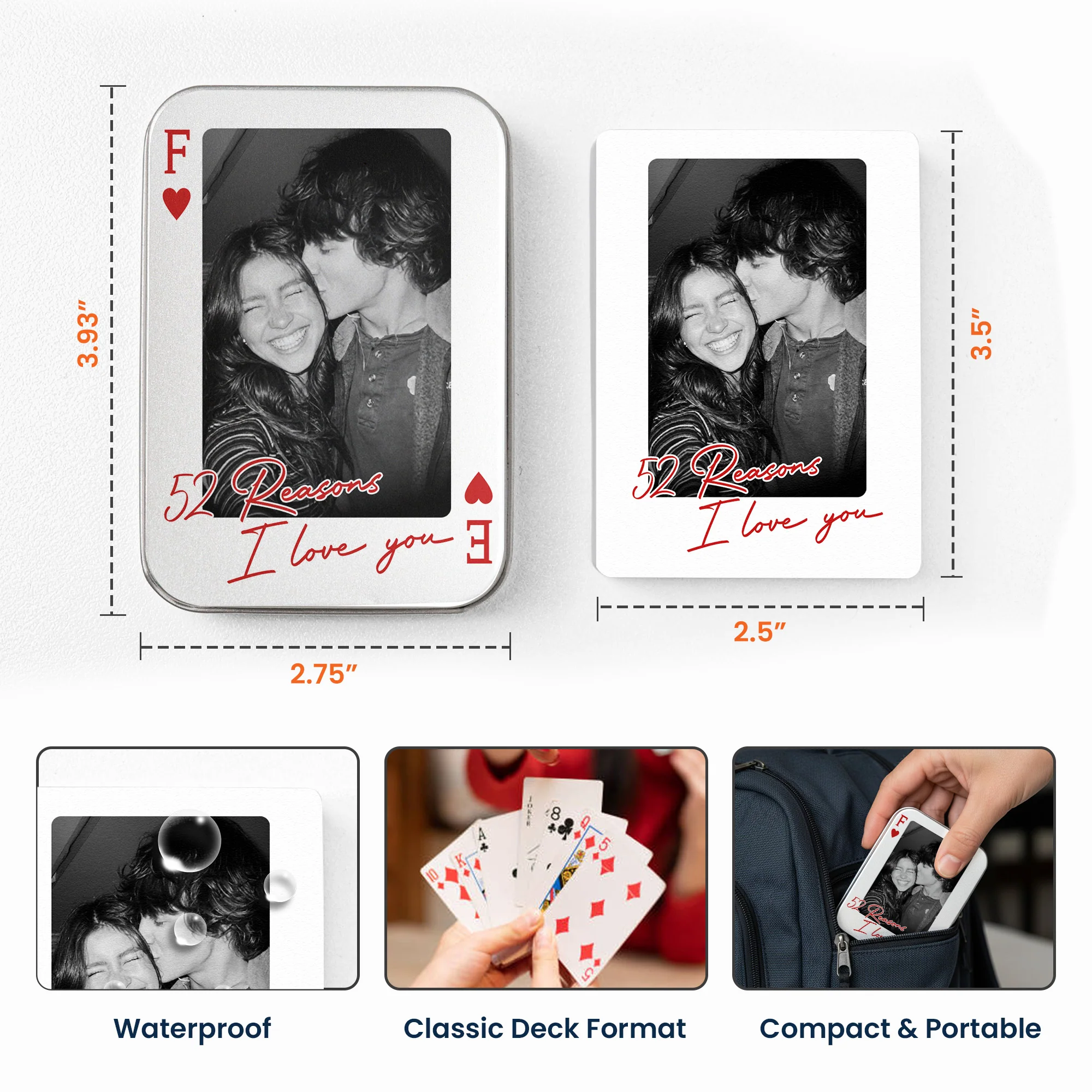 The Perfect Pair How Lucky Are We, Desk Game Night Idea For Couples - Personalized Playing Photo Cards With Metal Box - Image 6