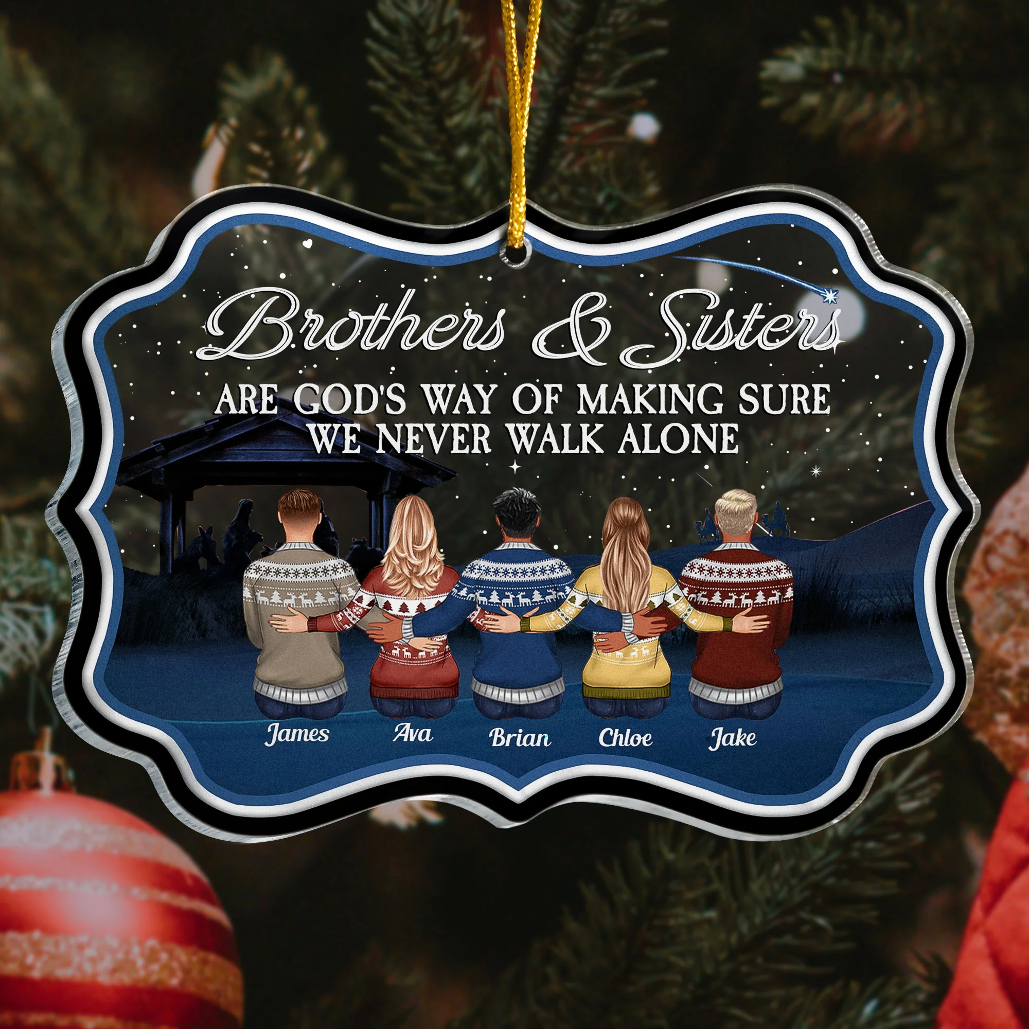 The Siblings Love Is Forever - Personalized Acrylic Ornament - Image 3