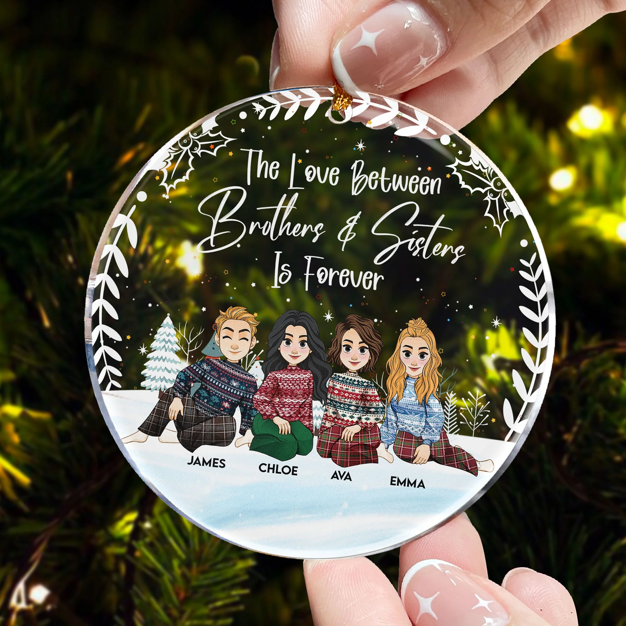 The Siblings Love Is Forever - Personalized Acrylic Ornament - Image 2