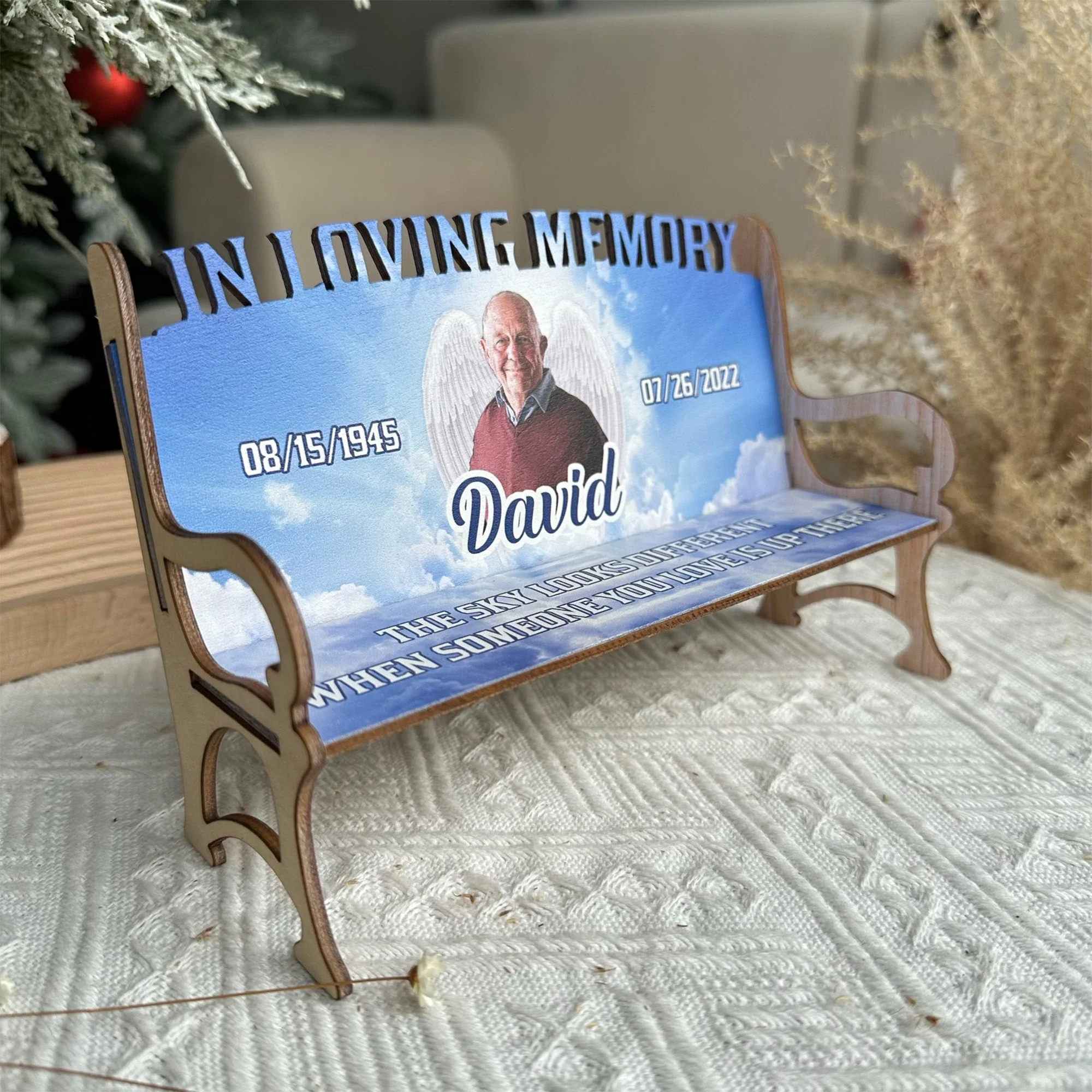 The Sky Looks Different - Personalized Photo Memorial Bench - Image 2
