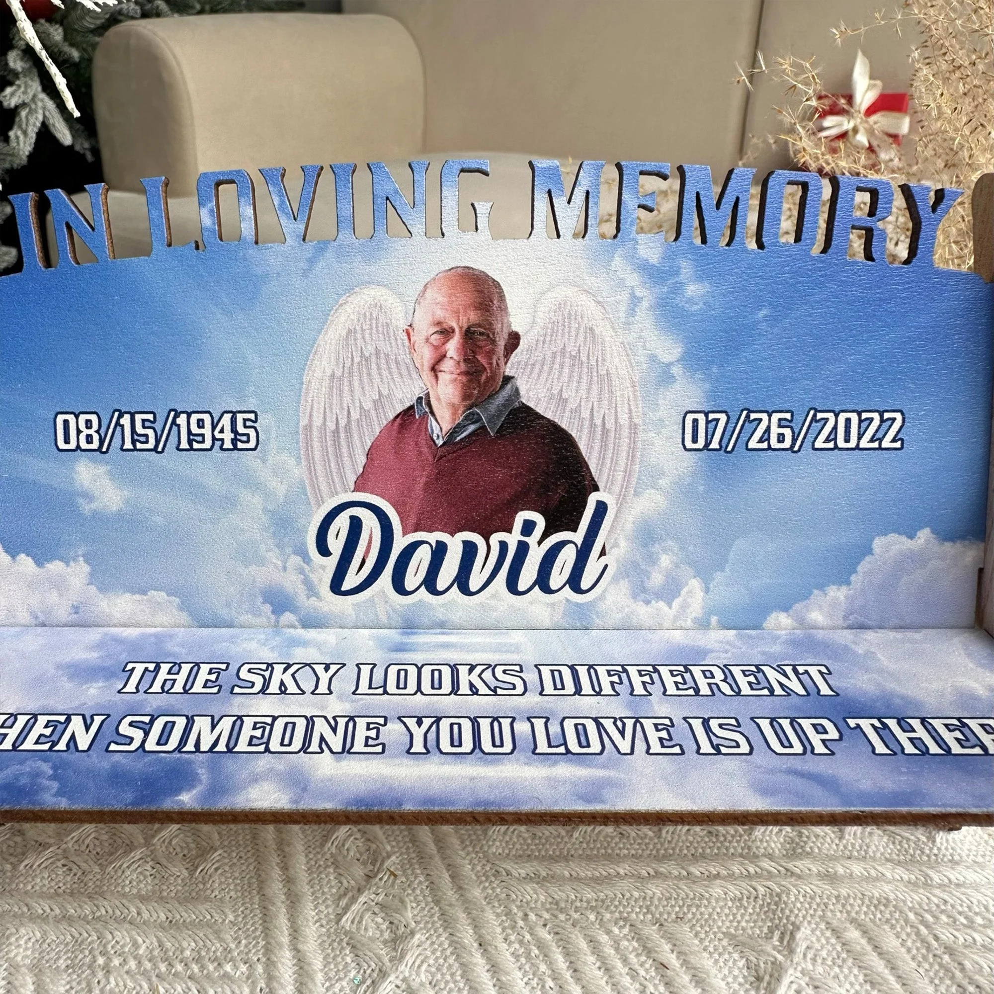 The Sky Looks Different - Personalized Photo Memorial Bench - Image 5