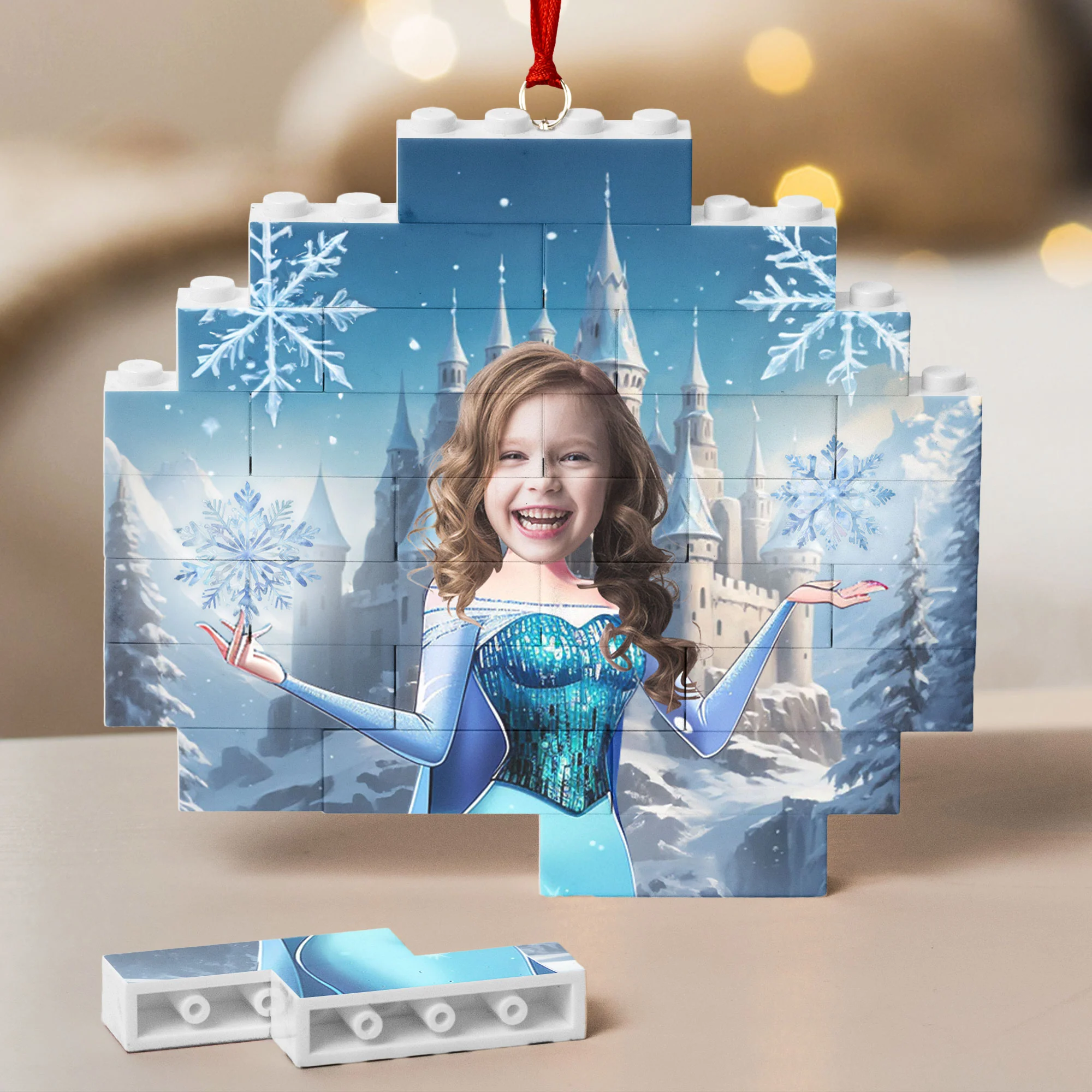 The Snow Princess - Christmas Gifts For Little Girls, Daughter - Custom Buildable Christmas Photo Ornament - Image 6