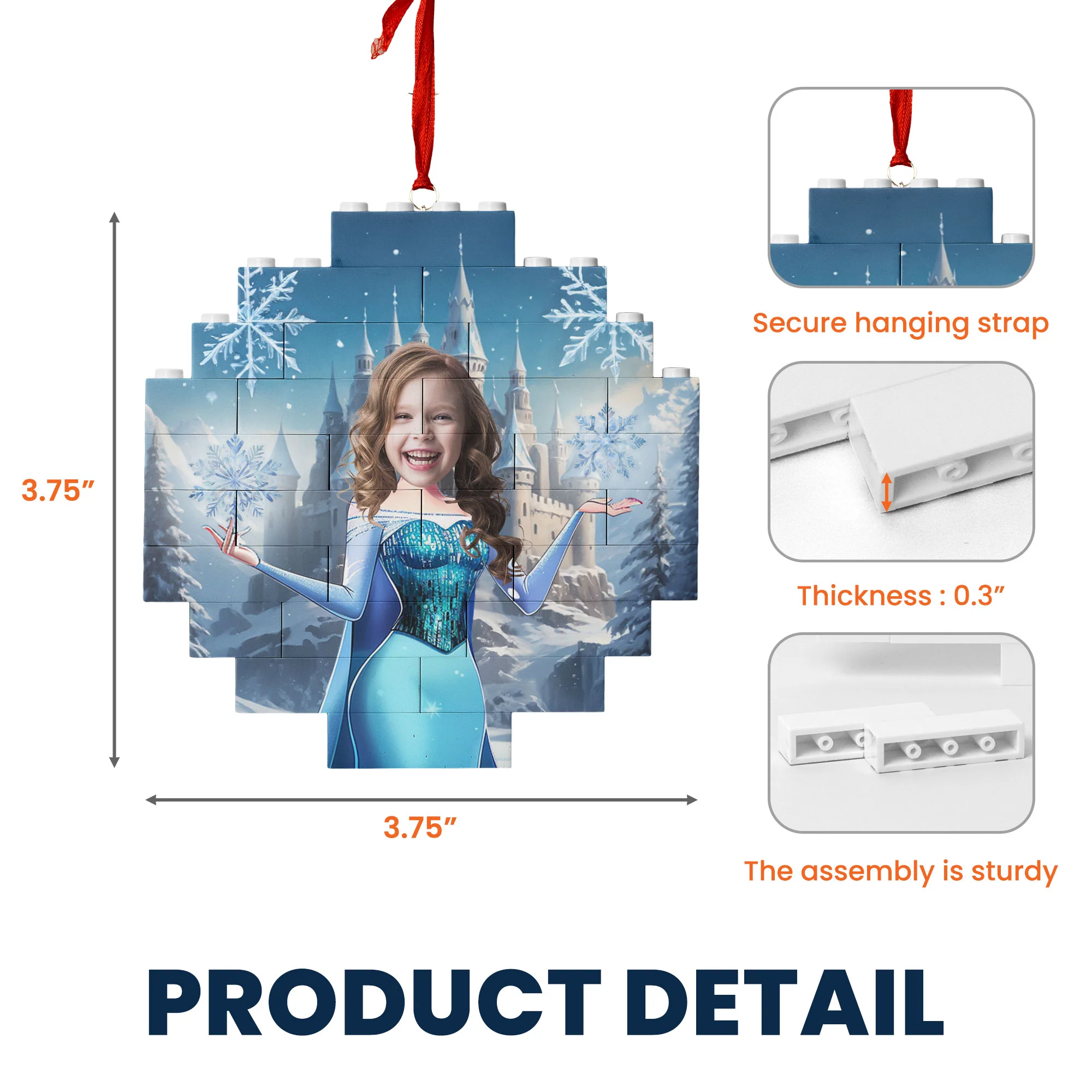 The Snow Princess - Christmas Gifts For Little Girls, Daughter - Custom Buildable Christmas Photo Ornament - Image 7