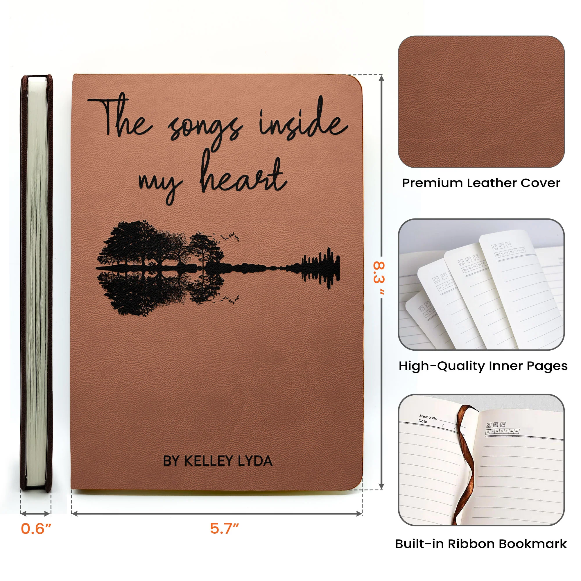 The Song Inside My Heart - Personalized Leather Journal - Image 7