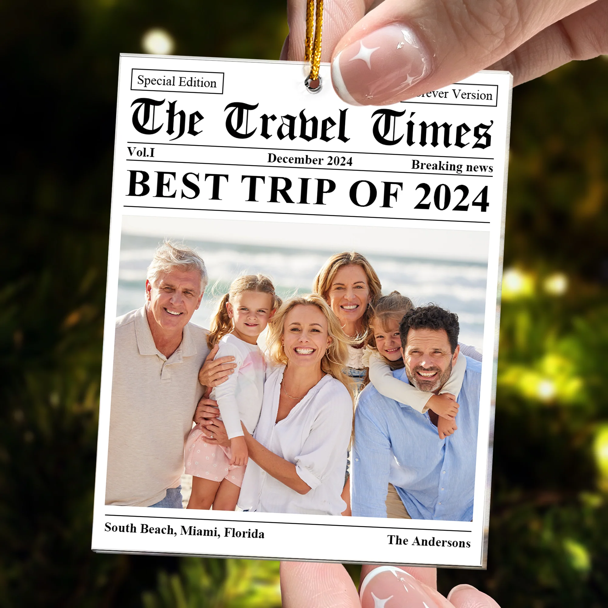 The Travel Times Newspaper - Personalized Acrylic Photo Ornament - Image 4