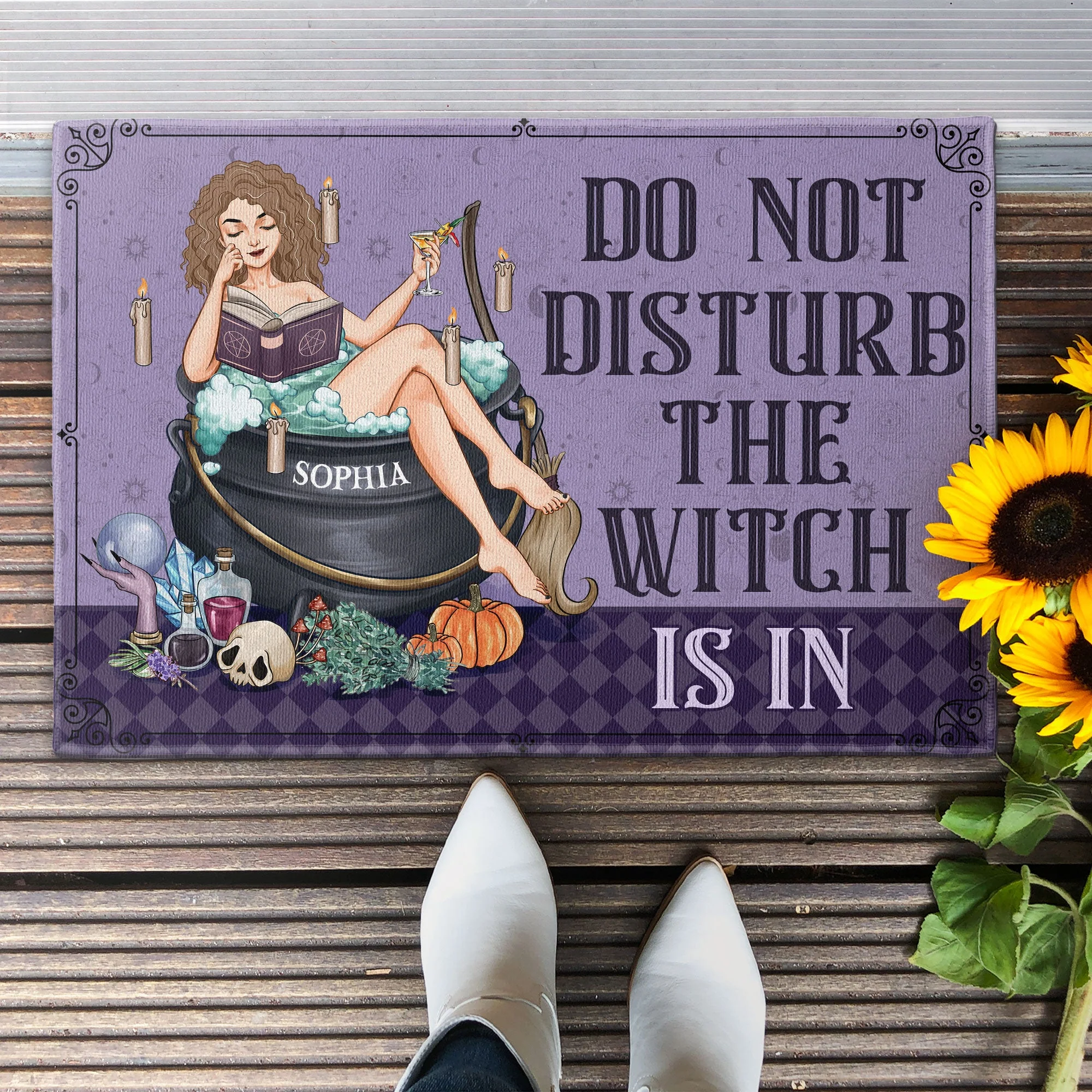 The Witch Is In - Personalized Doormat - Halloween, Witchcraft Gift For Friends, Best Friend, Witches - Image 2