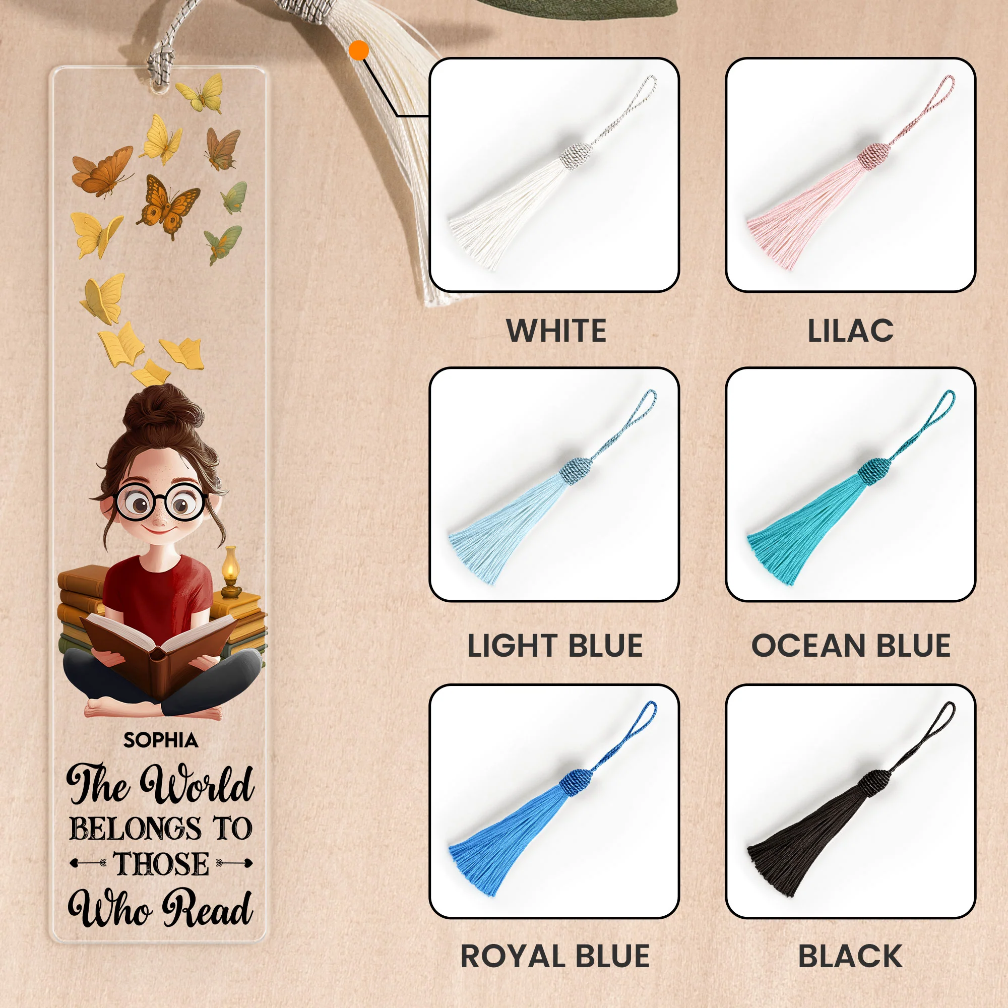 The World Belongs To Those Who Read - Personalized Acrylic Bookmark And Keychain Set - Image 2