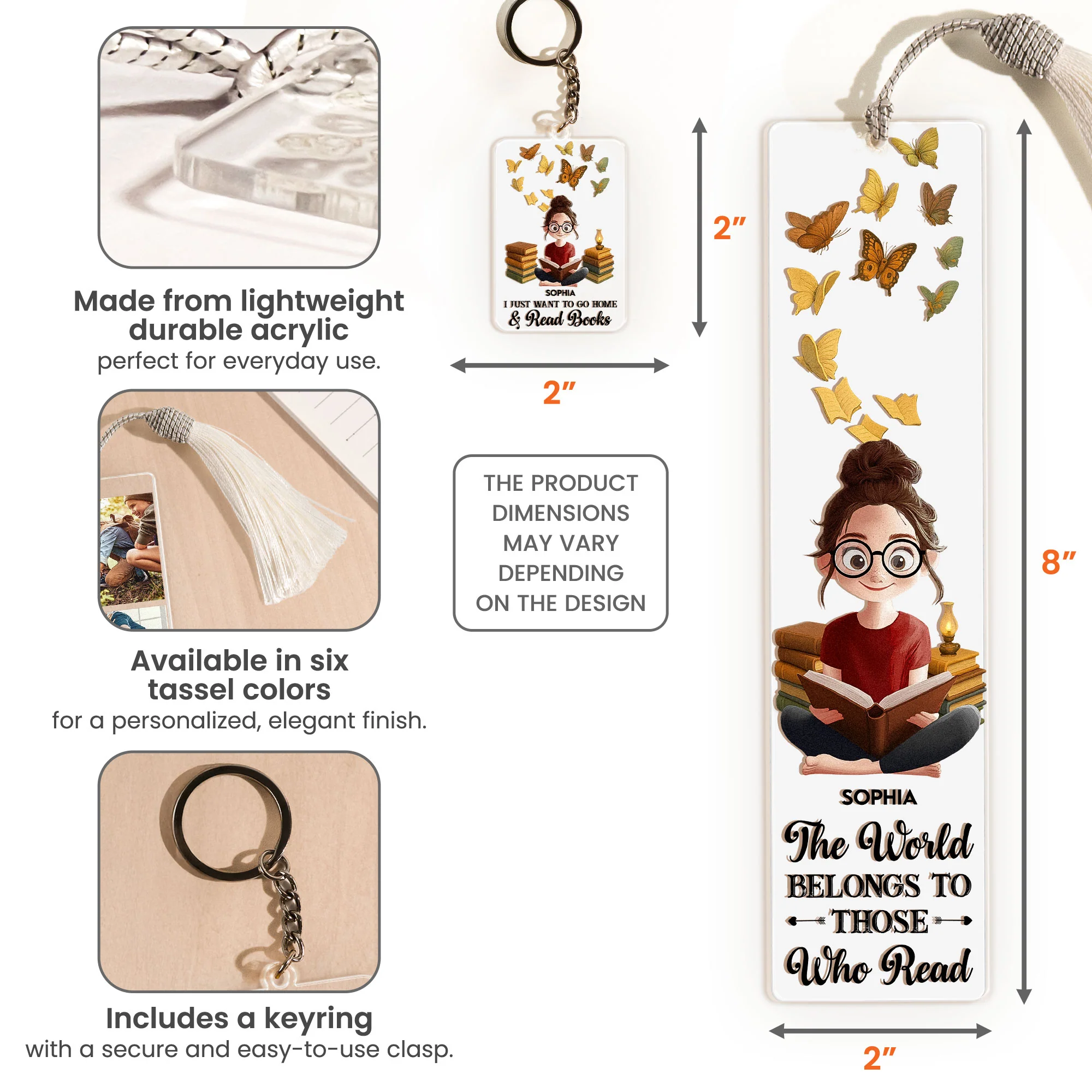 The World Belongs To Those Who Read - Personalized Acrylic Bookmark And Keychain Set - Image 6