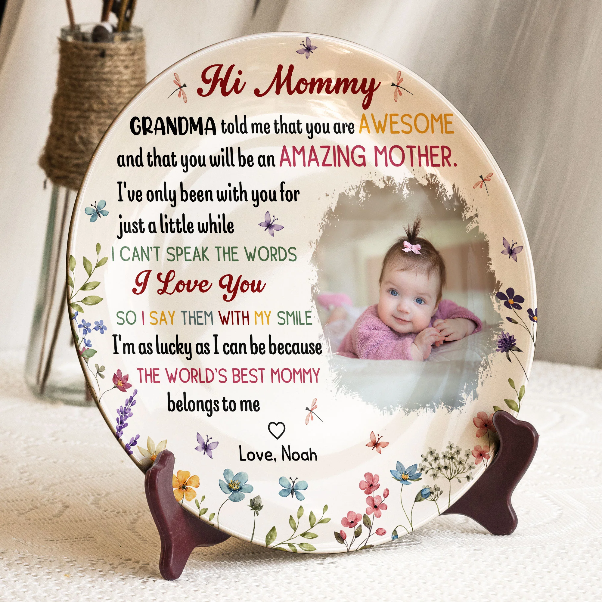 The Best Mommy Belongs To Me First Mom New Mom Gift - Personalized Ceramic Photo Plate - Image 2