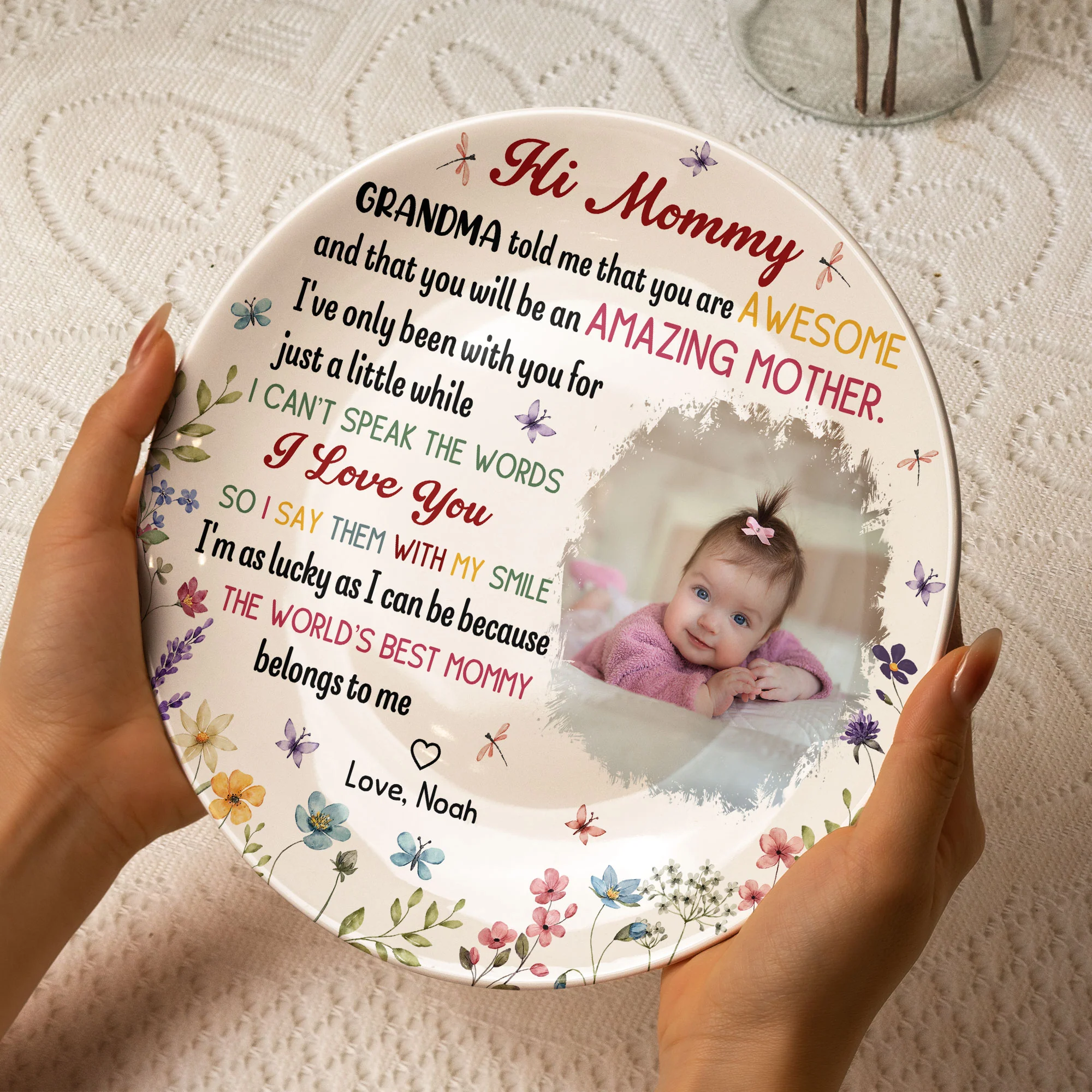The Best Mommy Belongs To Me First Mom New Mom Gift - Personalized Ceramic Photo Plate - Image 4