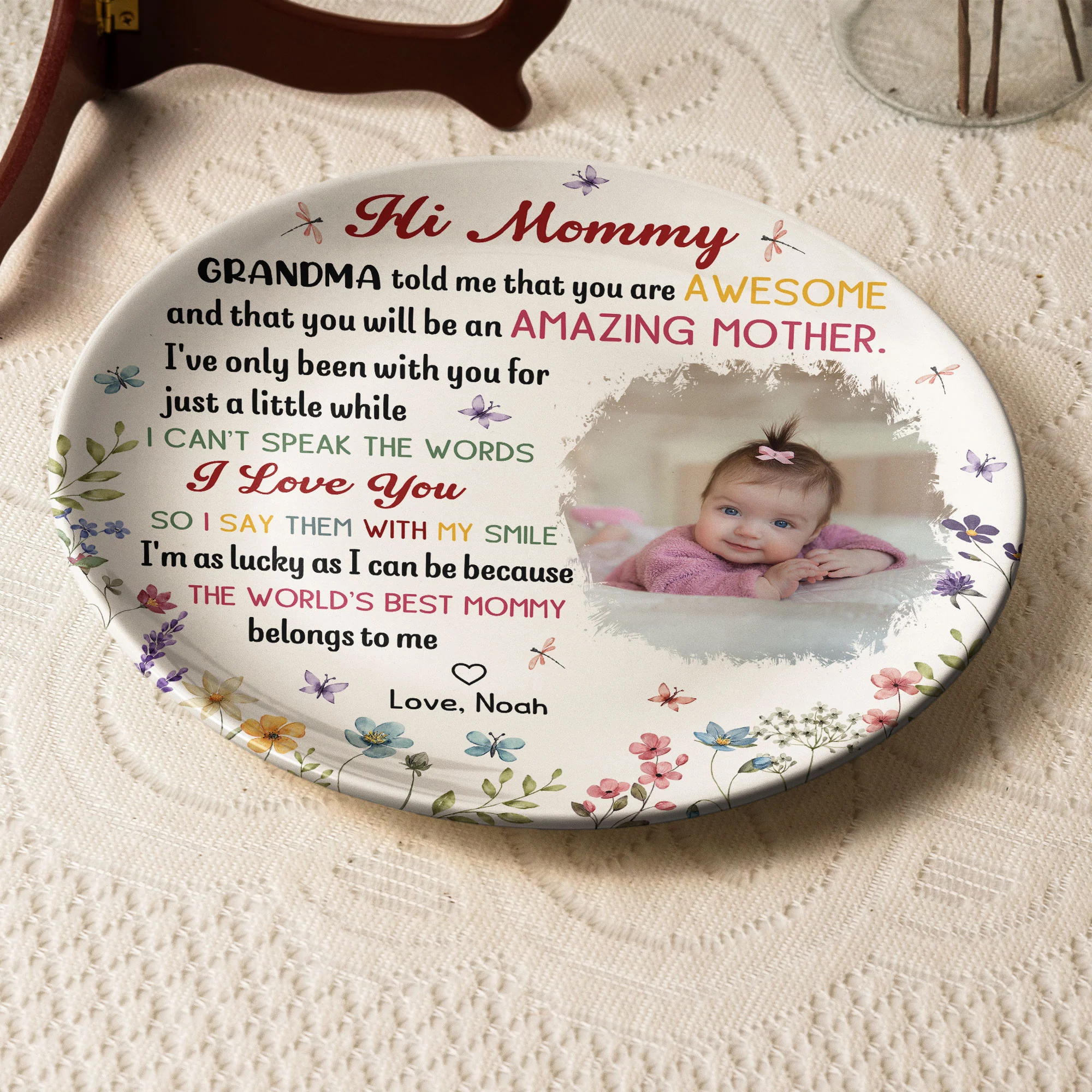 The Best Mommy Belongs To Me First Mom New Mom Gift - Personalized Ceramic Photo Plate - Image 5