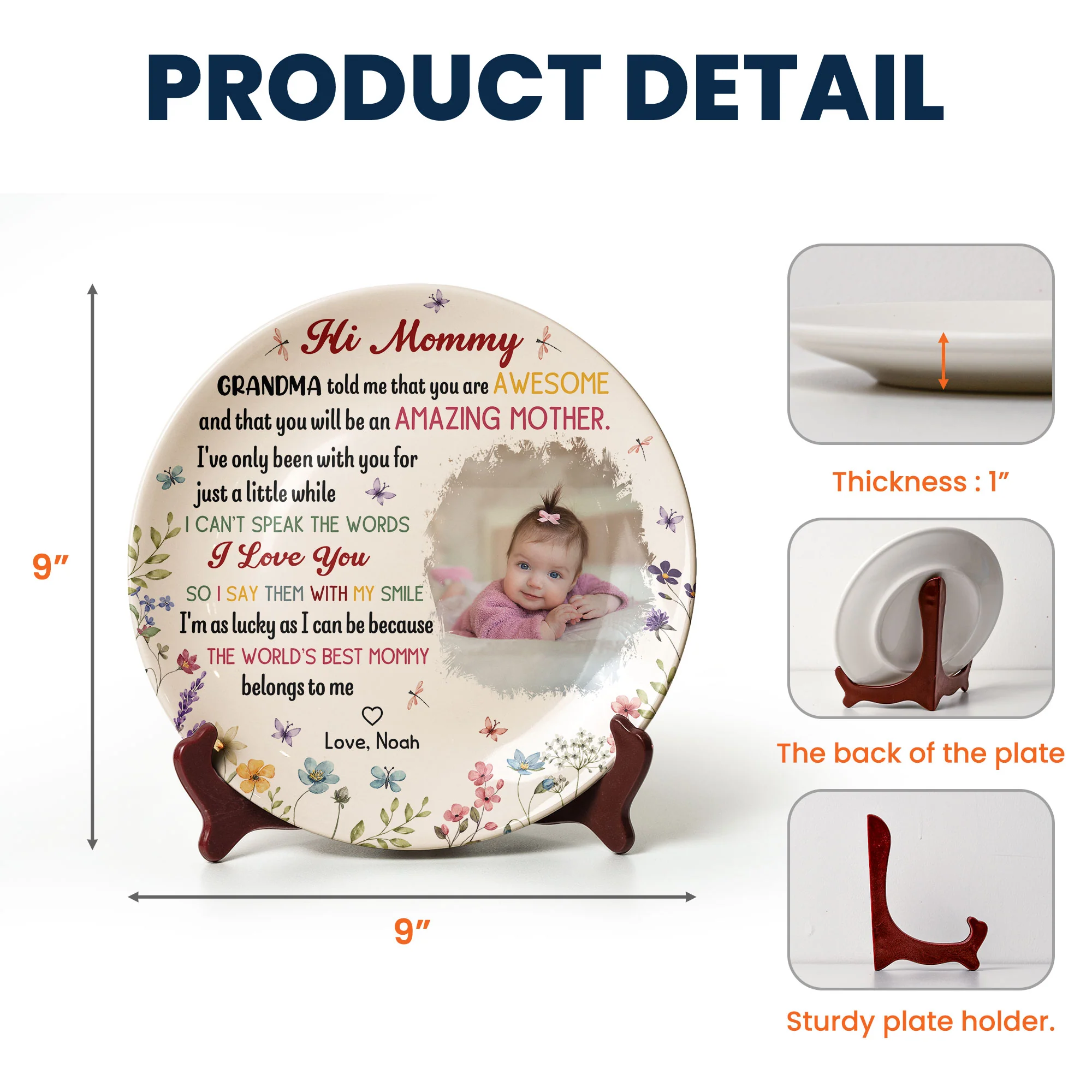 The Best Mommy Belongs To Me First Mom New Mom Gift - Personalized Ceramic Photo Plate - Image 6